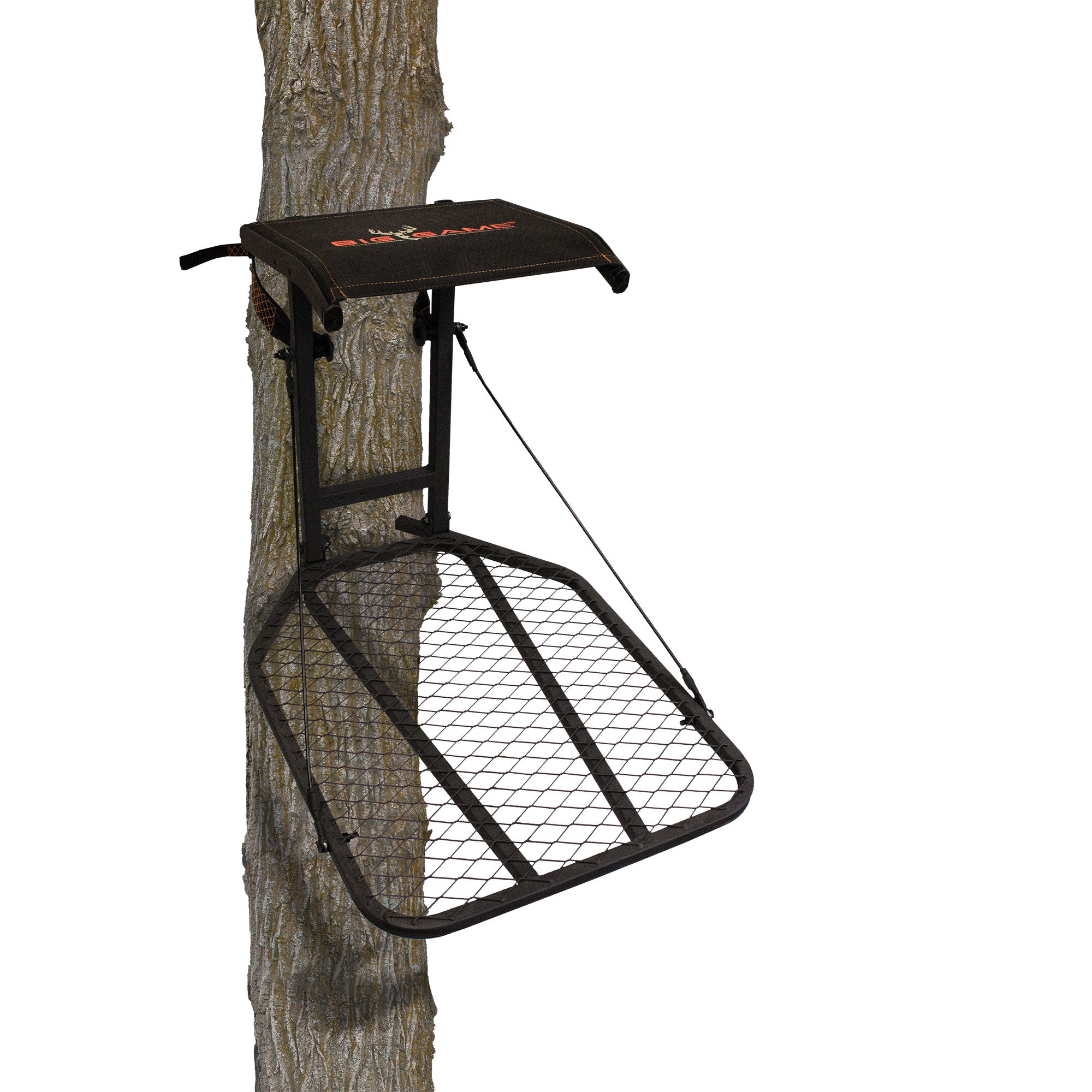 Big Game Steel Hang-On Treestand with 14"x12" Flip-Back Seat, Black (Open Box) - VMInnovations