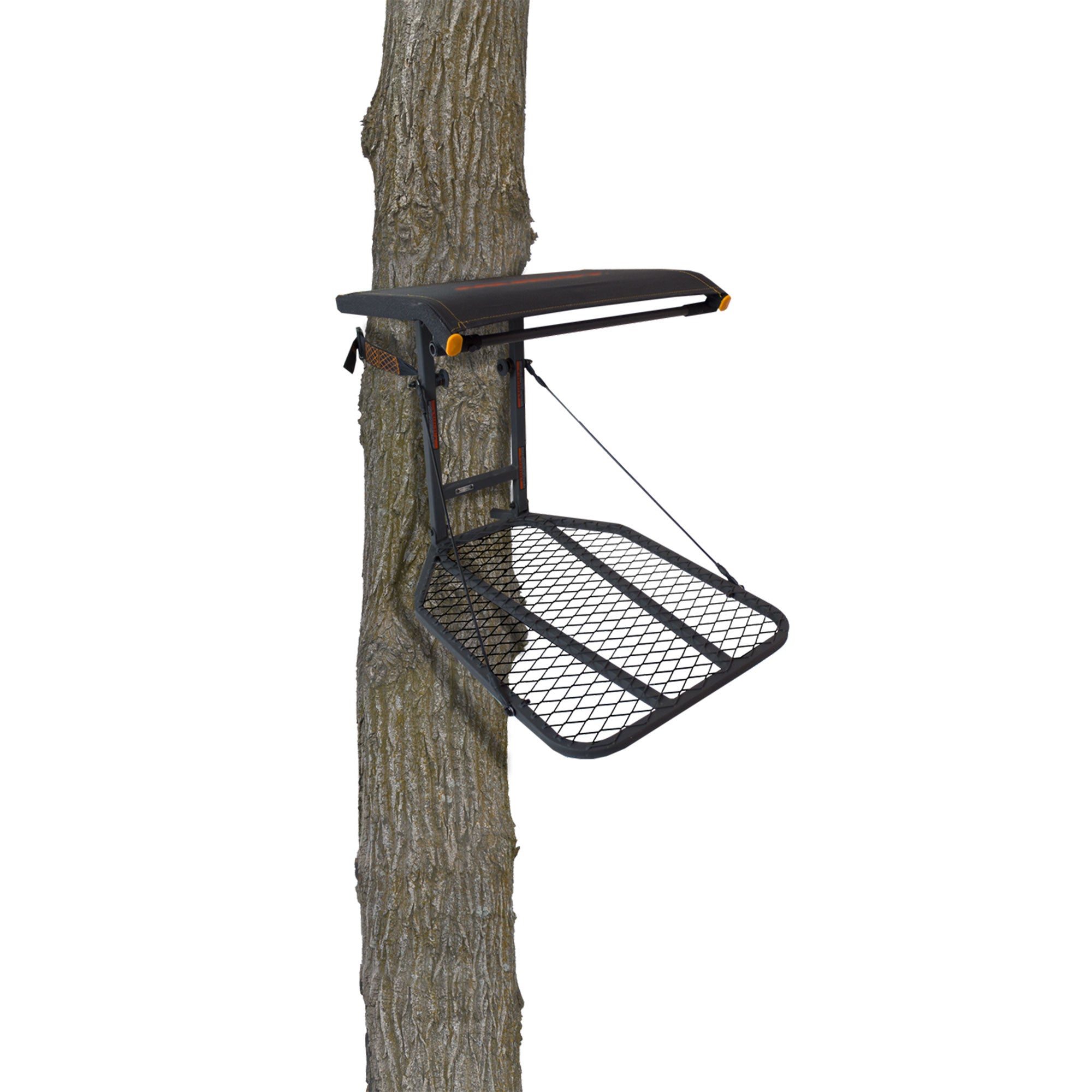 Big Game Steel Hang-On Treestand with 14"x12" Flip-Back Seat, Black (Open Box) - VMInnovations