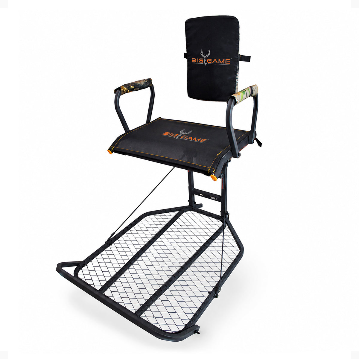 Big Game Captain XC Steel Hang-On Treestand with 20 x 30 Flip-Back Seat, Black