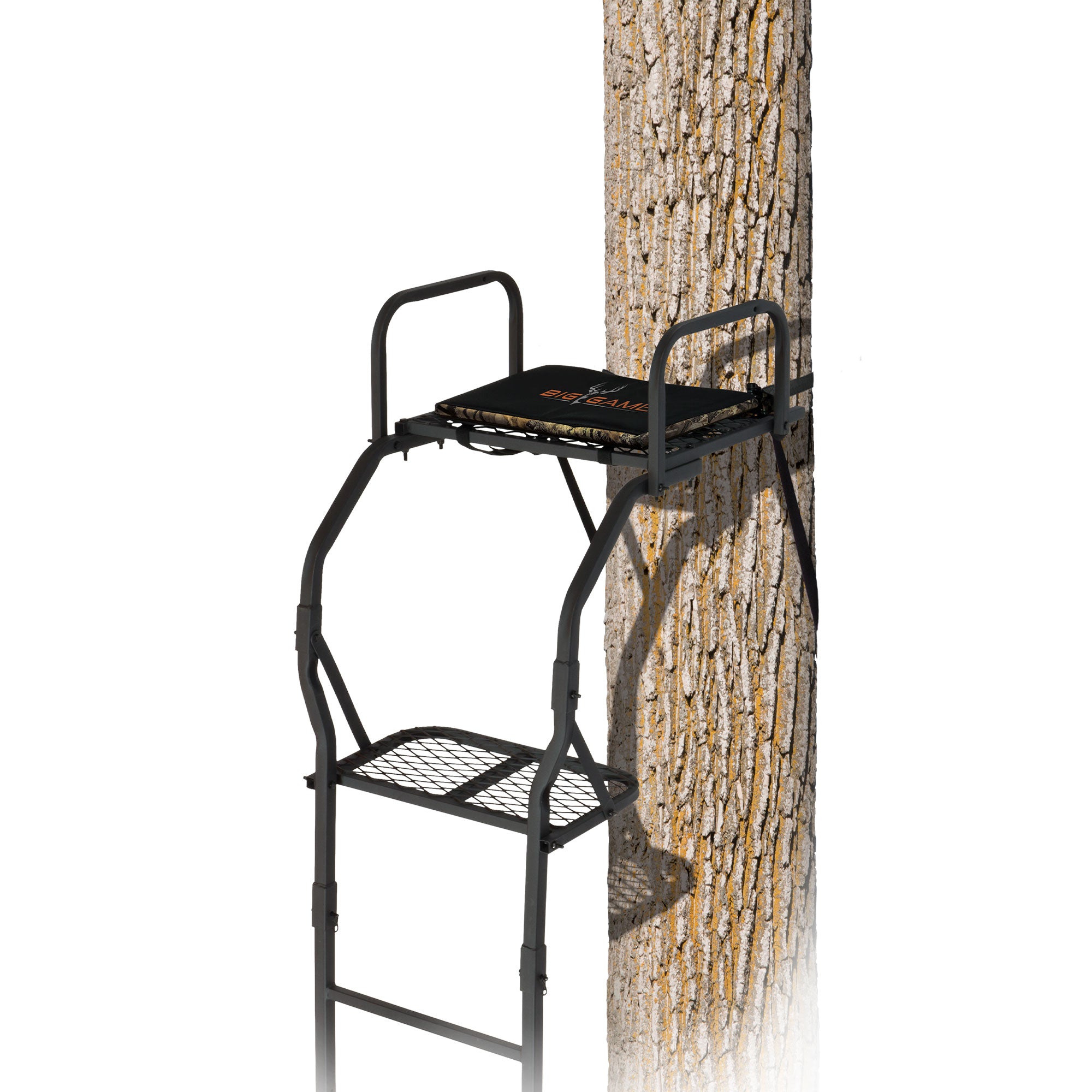 Big Game The Warrior Pro 1 Person Deer Hunting Ladder Climbing Tree Stand, Black - VMInnovations