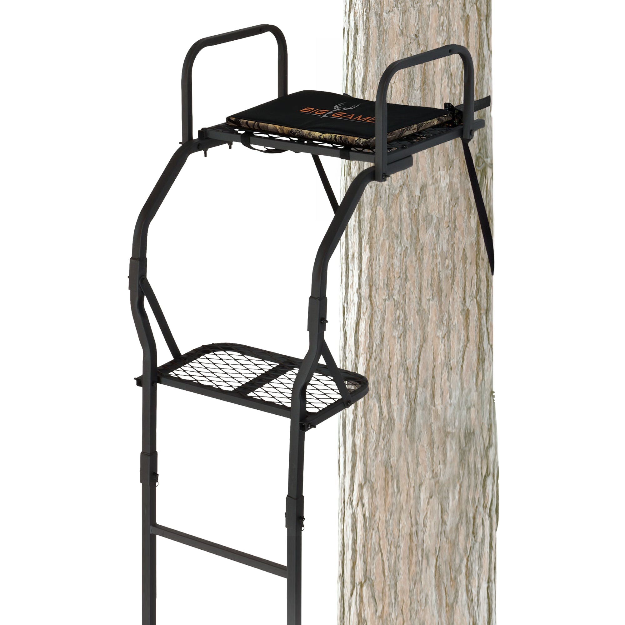 Big Game The Warrior Pro 1 Person Deer Hunting Ladder Climbing Tree Stand, Black
