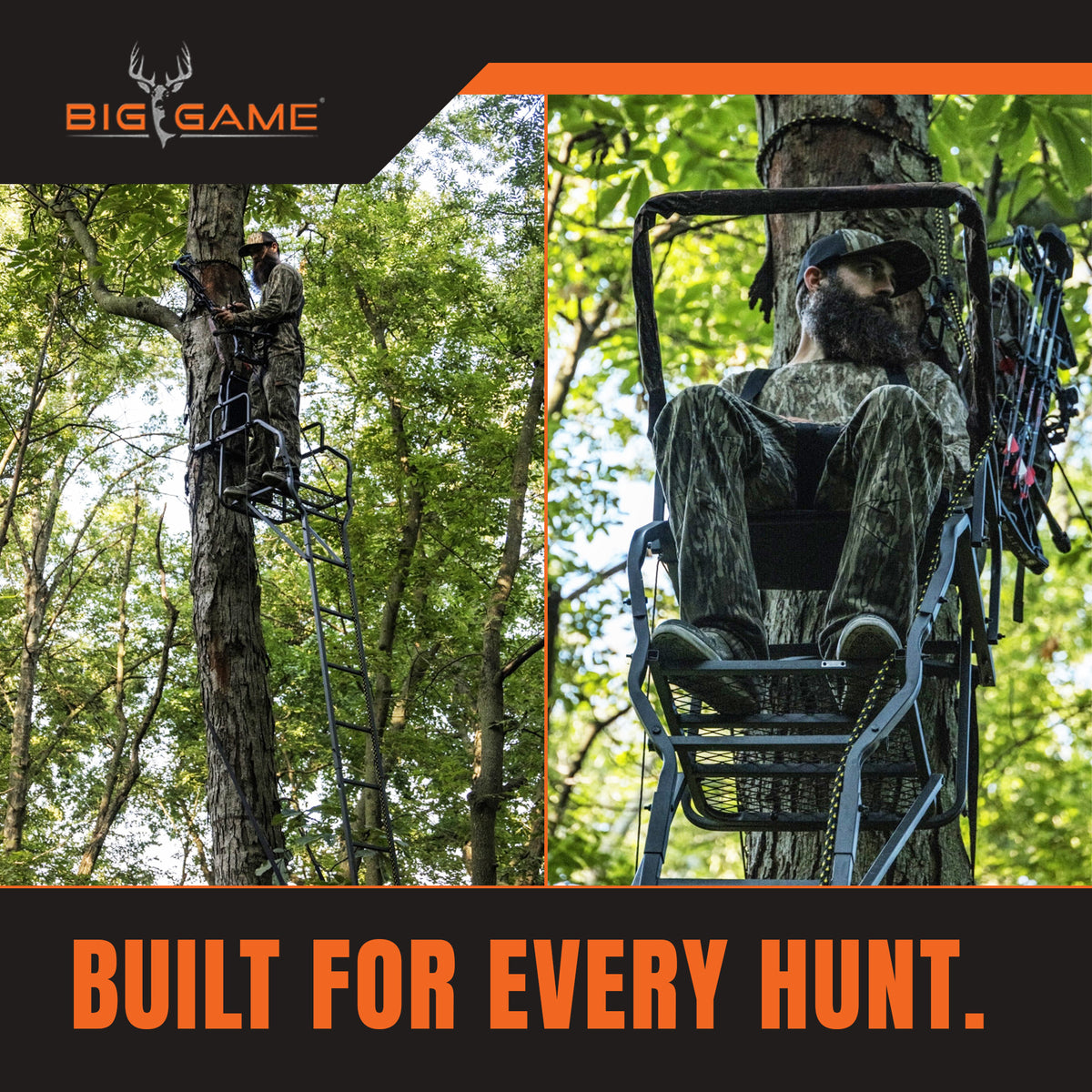 Big Game XL 17.5' Ladder Treestand with Flip-Back Seat & Rail, Black (For Parts)