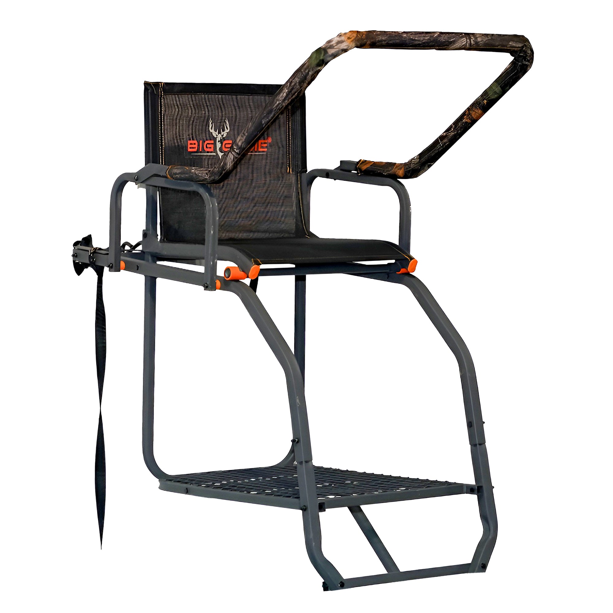 Big Game XL 17.5' Ladder Treestand with Flip-Back Seat & Rail, Black (For Parts) - VMInnovations