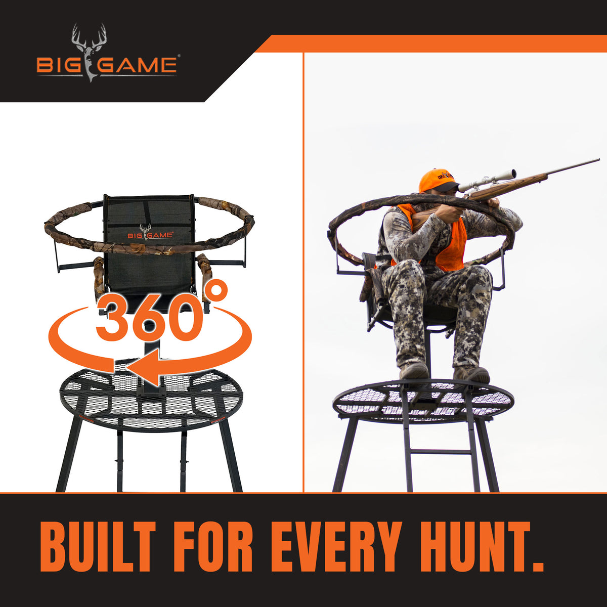 Big Game Apex 12.5 Foot Tripod Stand, Deer Hunting Ladder with Rotating Seat