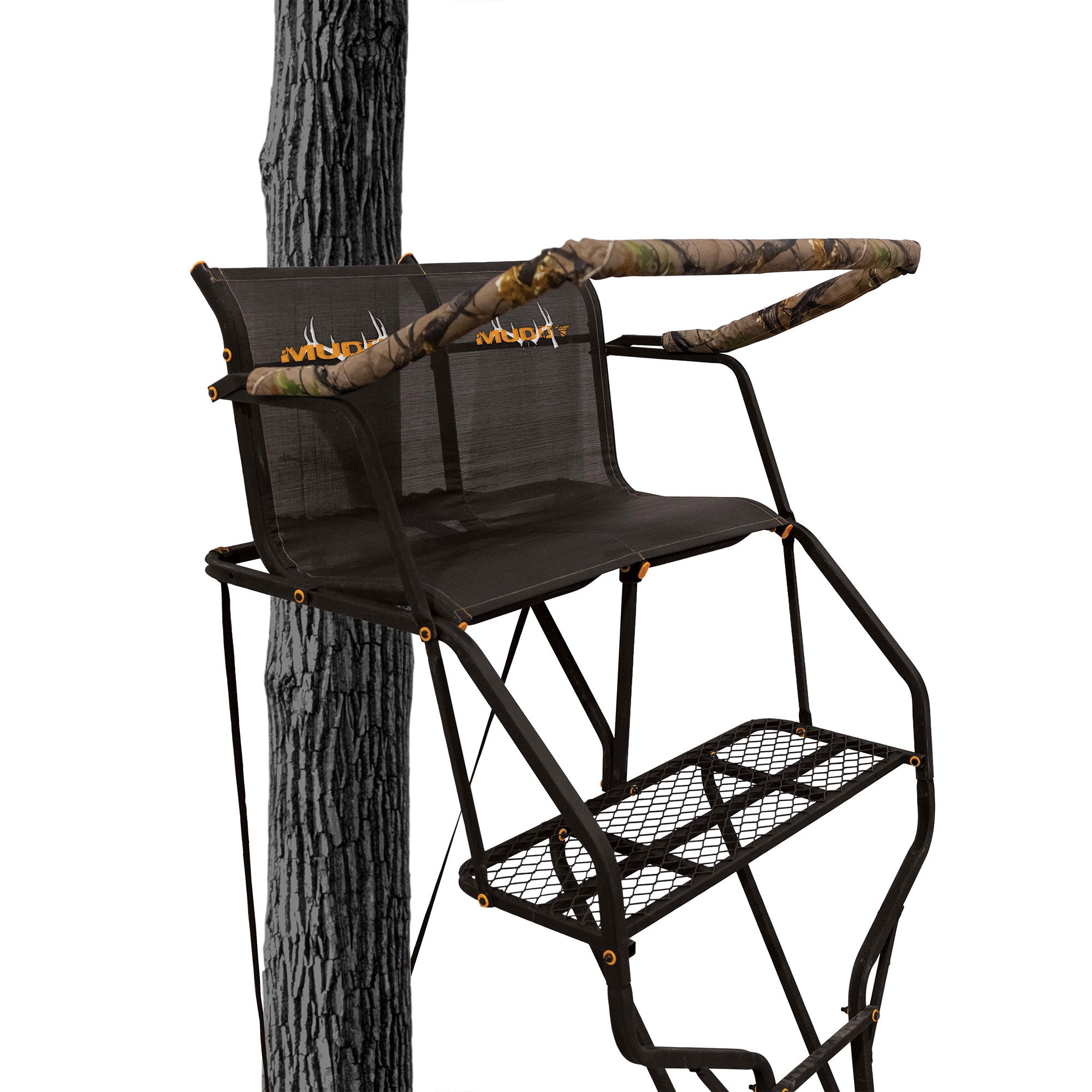 Muddy Droptine Deer Hunting Ladderstand, 2 Person Climbing Tree Stand (Open Box) - VMInnovations