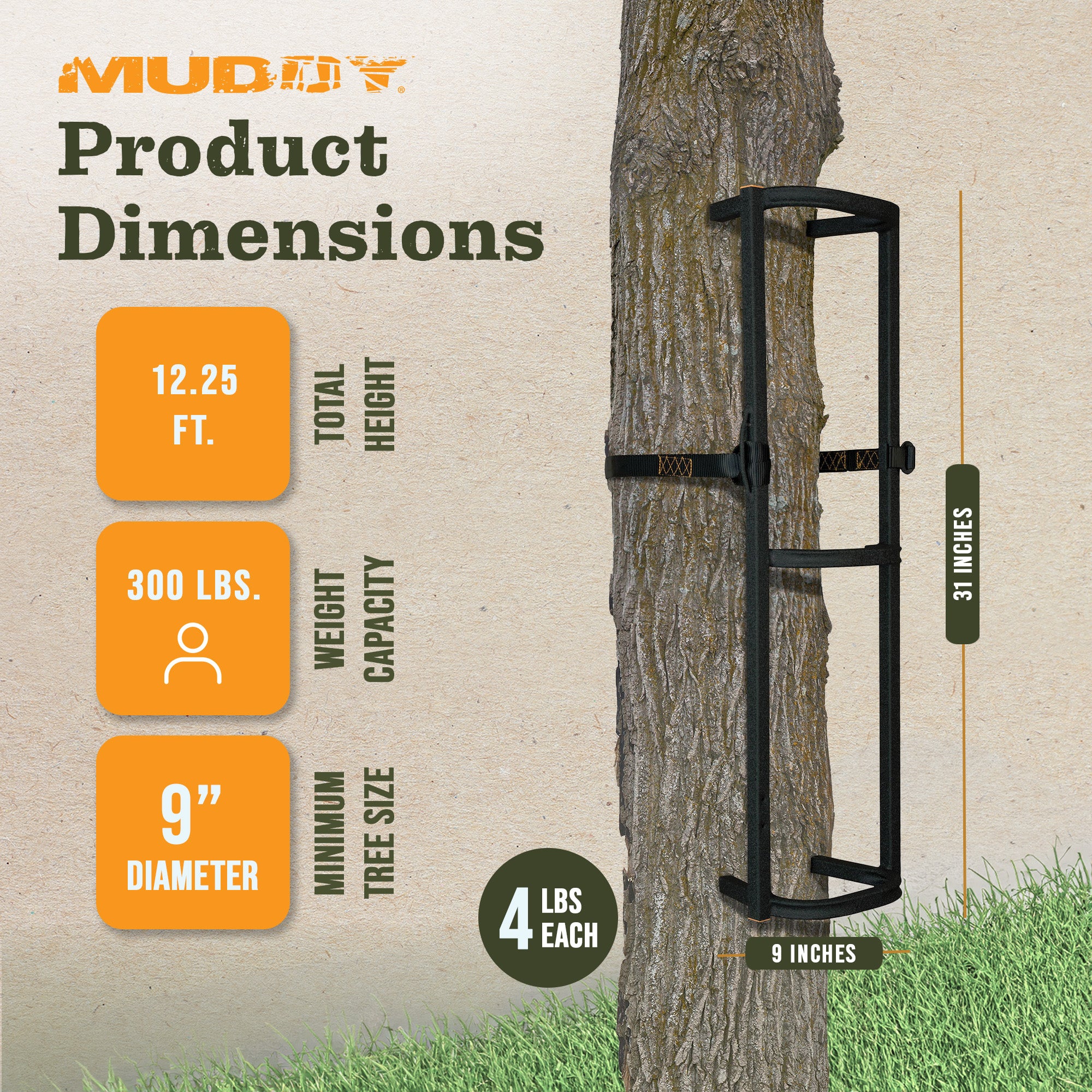 Muddy Stagger Steps Packable Rock Solid Ladder System for Climbing (Open Box)