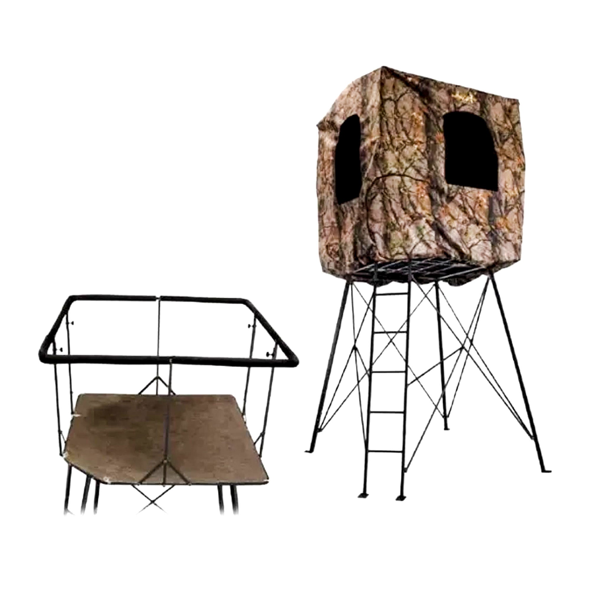 Muddy 12' Quad Pod Stand Hunting Blind, Hunting Gear Deer Blind w/ Windows, Camo - VMInnovations