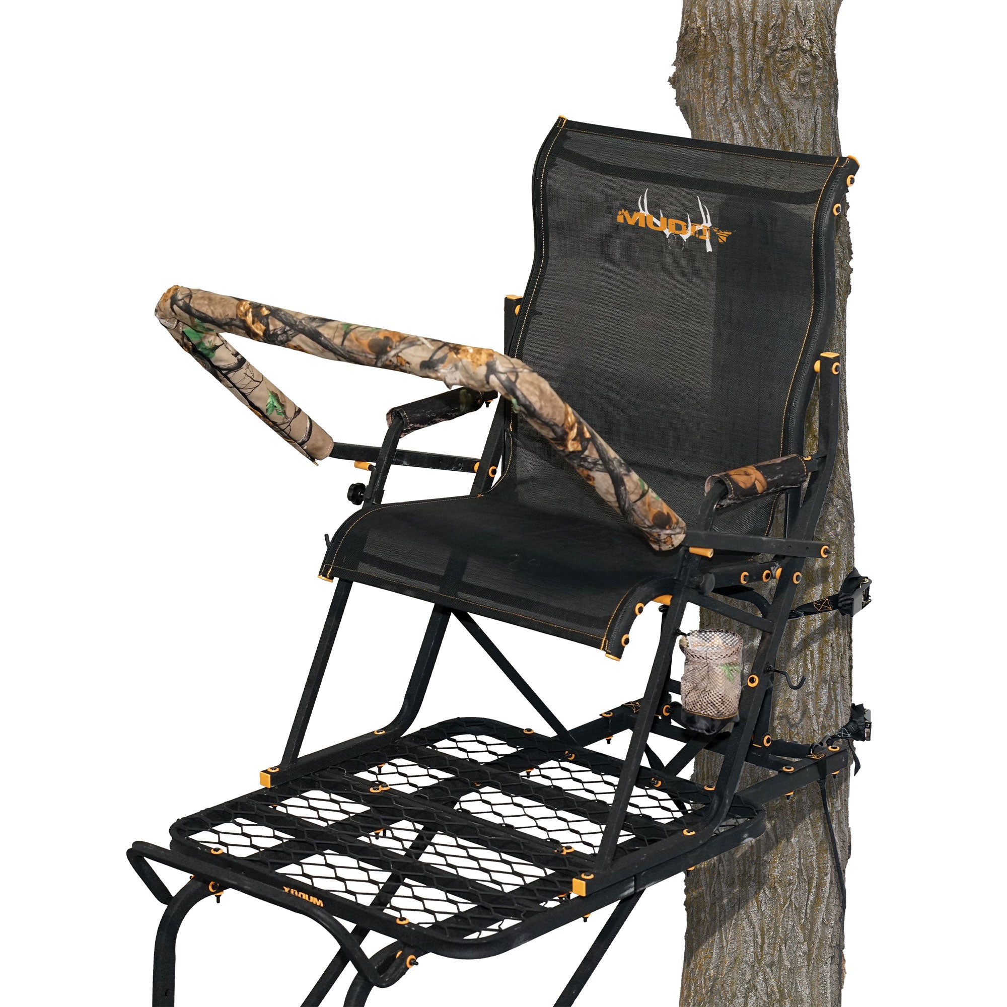 Muddy Boss Hawg 1.5 Deer Hunting 17 Foot Ladderstand Tree Stand w/Lumbar Seat - VMInnovations
