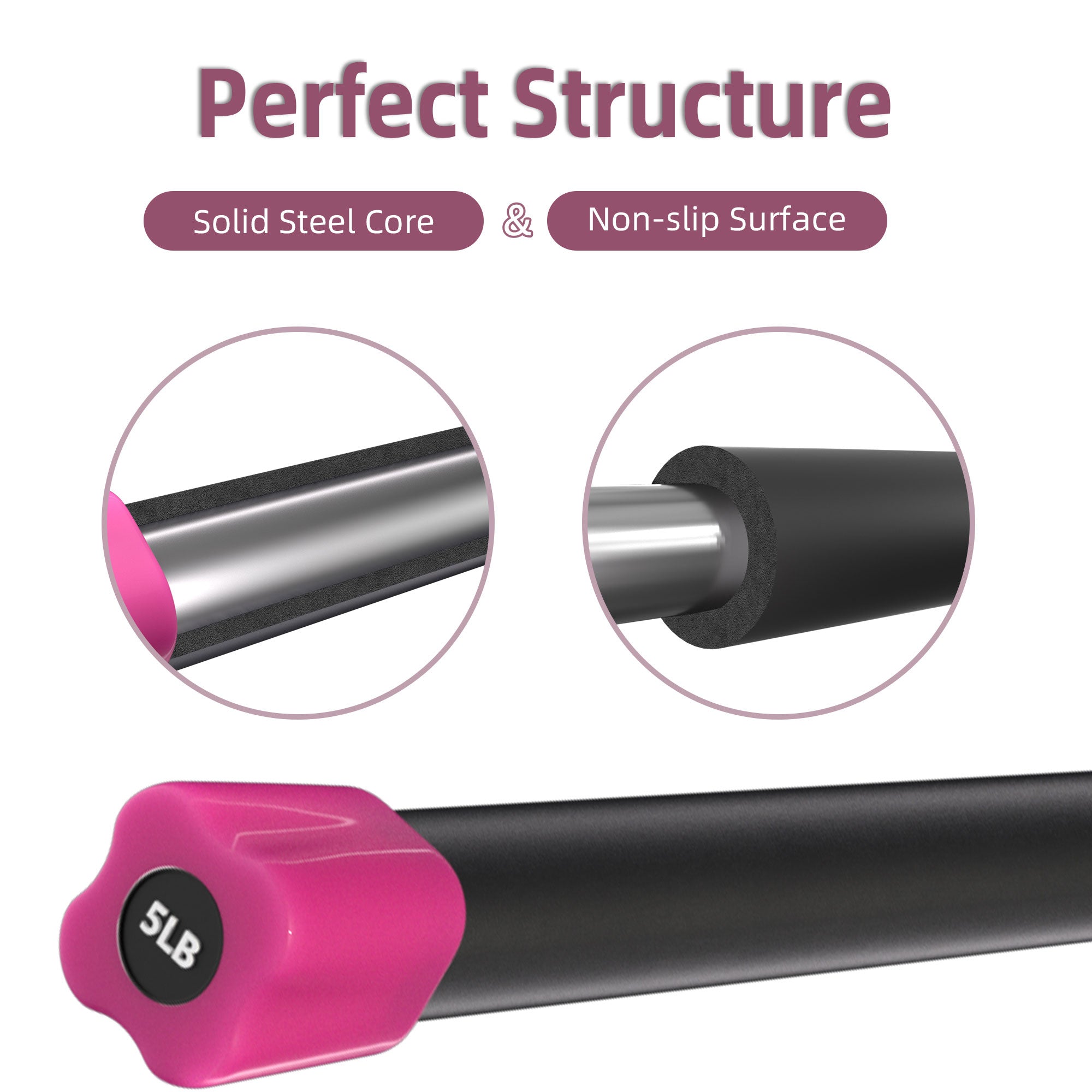 Signature Fitness Total Body Workout Weighted Bar w/ Padded Foam, 5LBS (Used) - VMInnovations