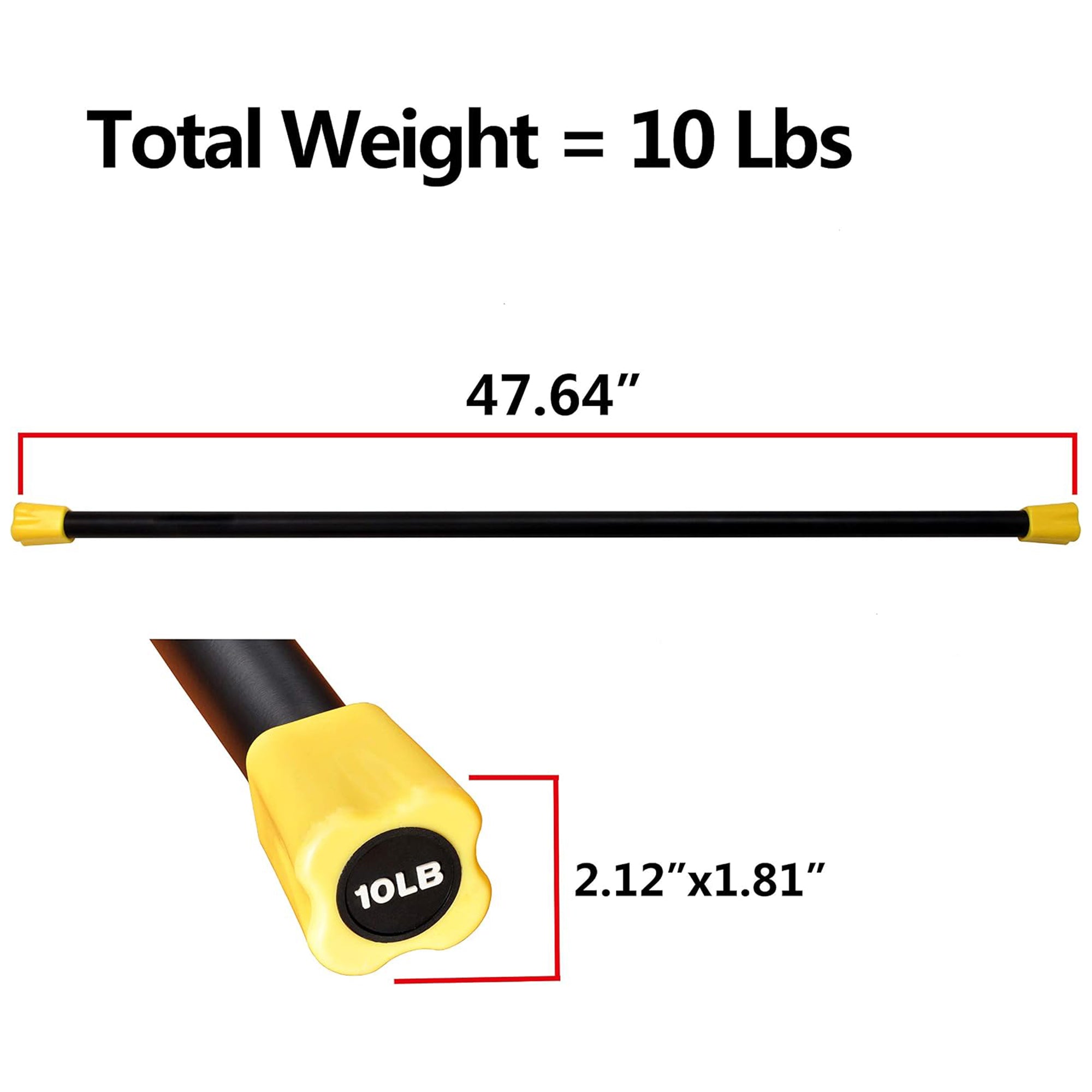 Fitvids 10lb Weighted Workout Bar, Total Body Exercise Bar for Strength Training