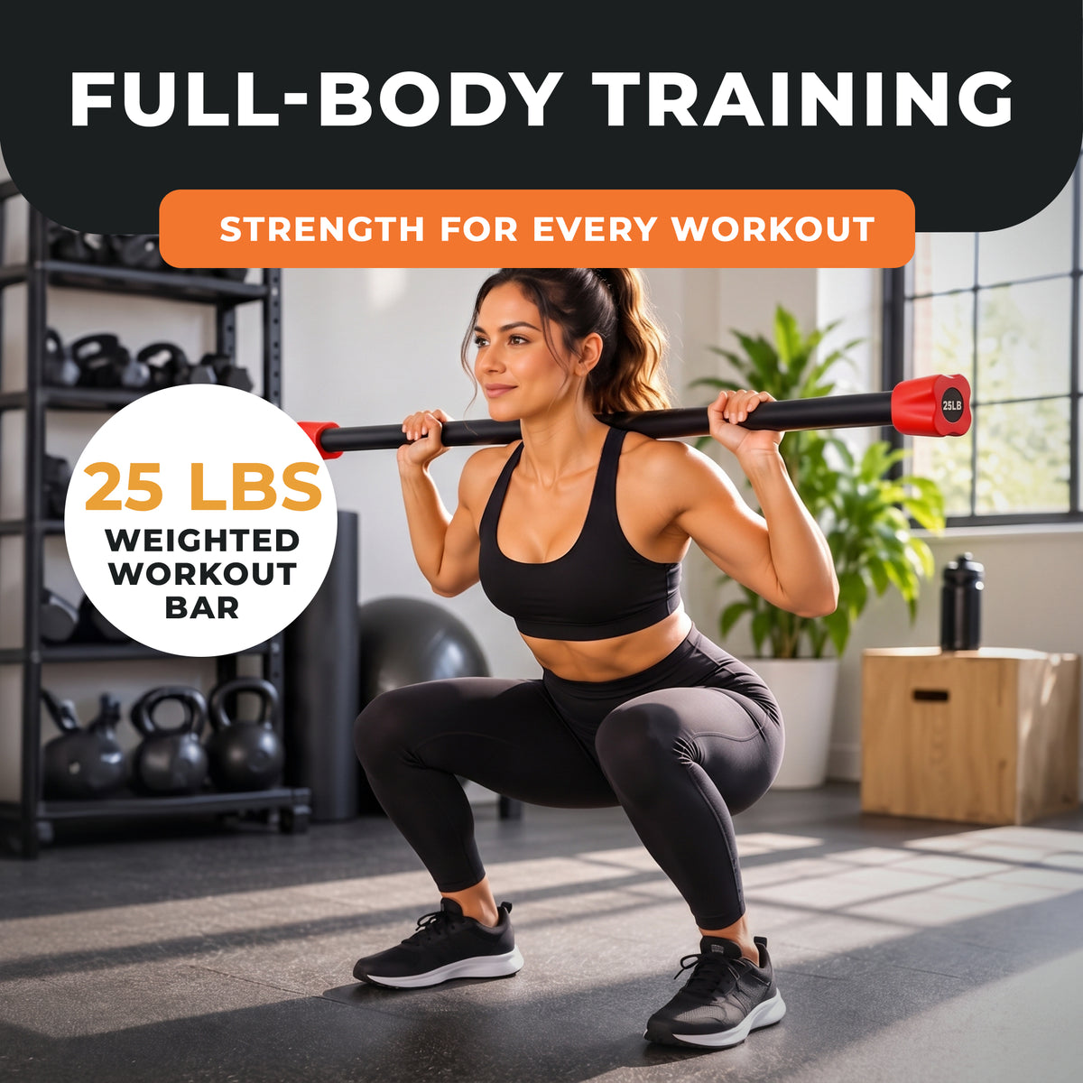 Signature Fitness Total Body Workout Steel Weighted Bar w/Padded Foam, 25 Pounds