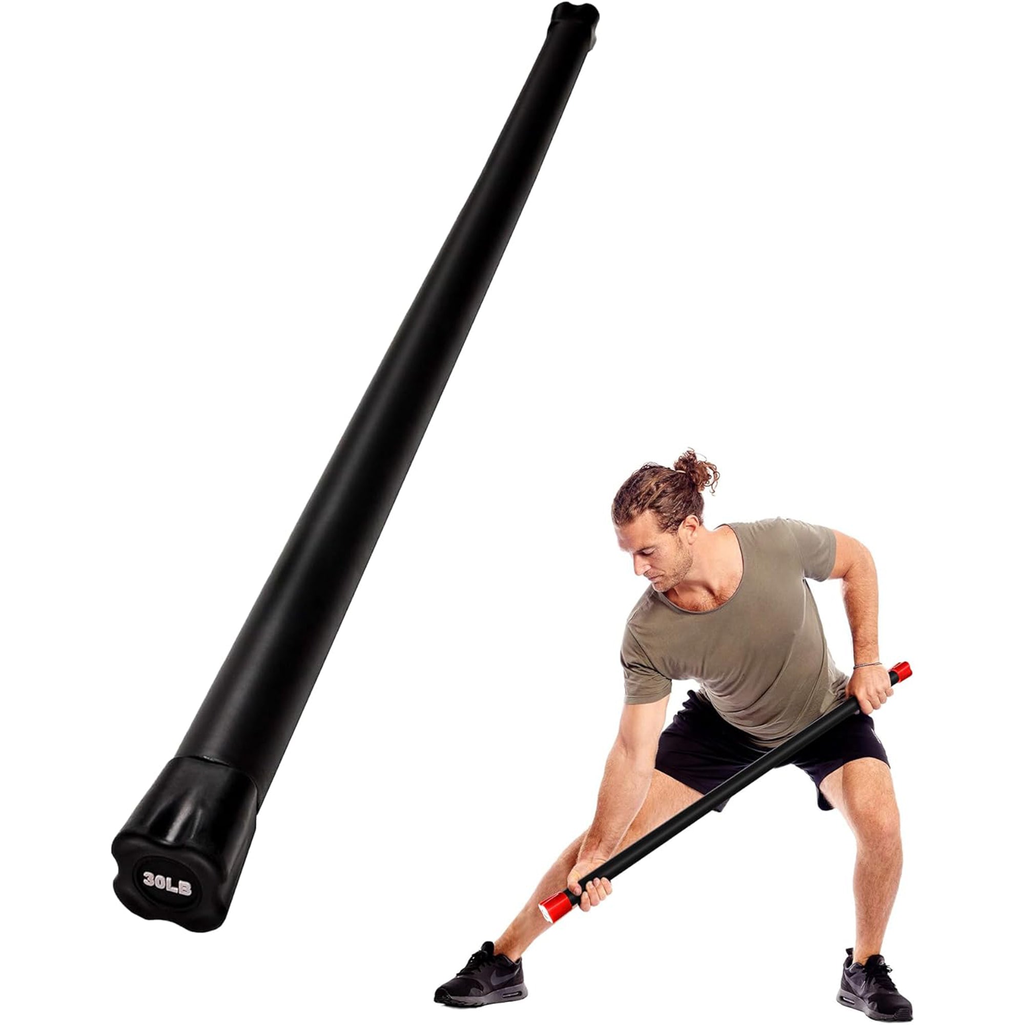 Fitvids 30lb Weighted Workout Bar, Total Body Exercise Bar for Strength Training