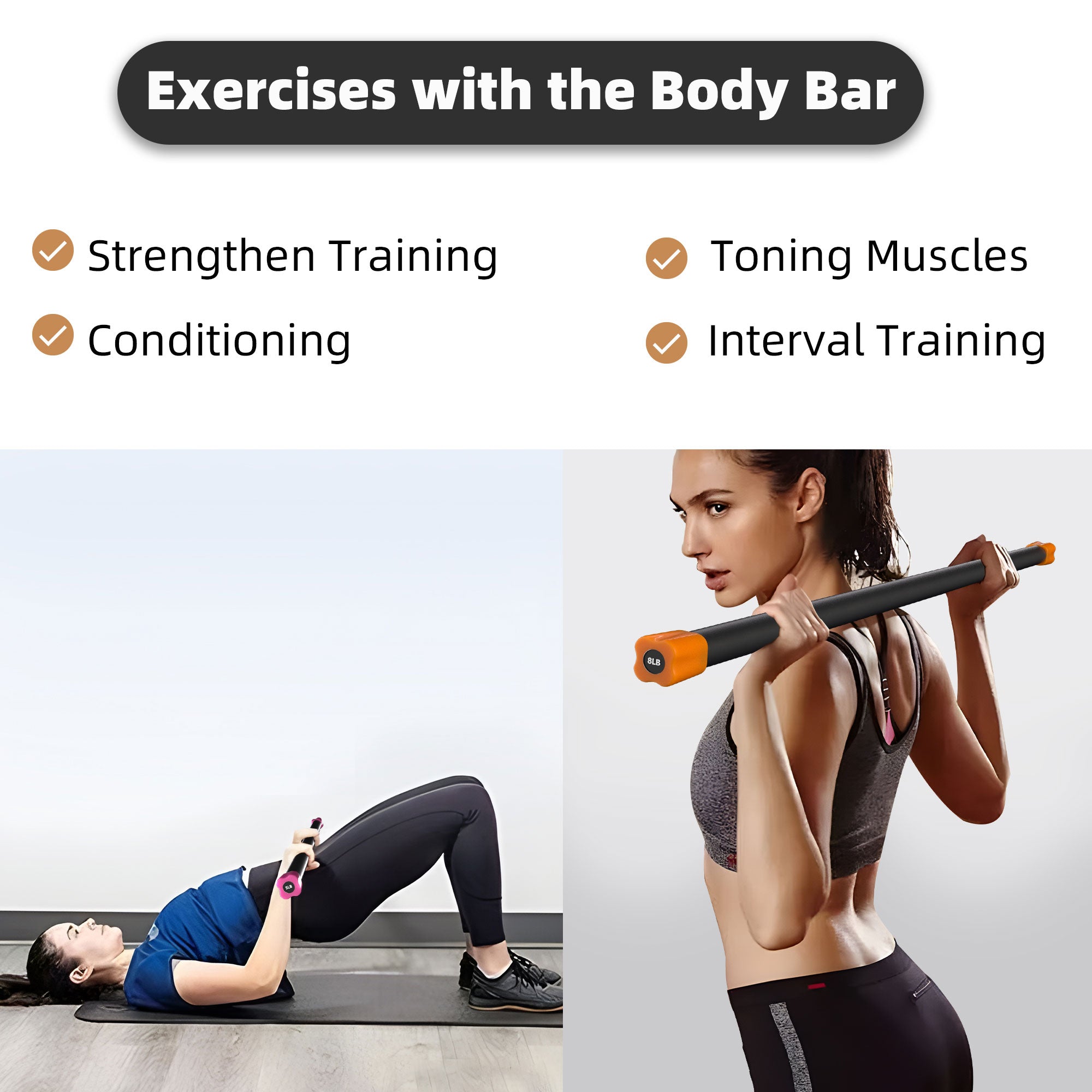 Signature Fitness Total Workout & Weighted Bar Padded Grip, 3pk (Open Box)