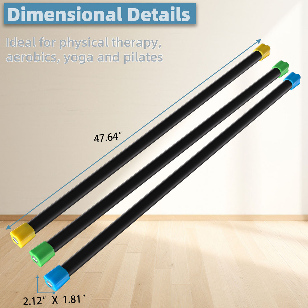 Signature Fitness Total Body Workout & Exercise Weighted Bar Padded Grip, 3 Pack - VMInnovations