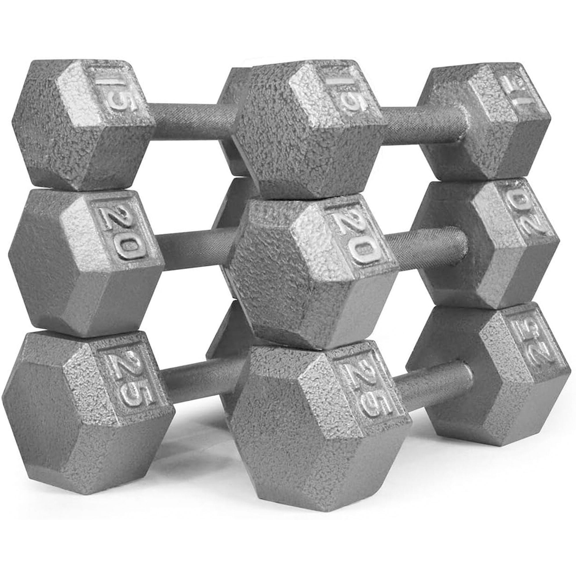 HolaHatha 10, 15, 20, 25, 35lb Cast Iron Dumbbell Free Hand Weight Set with Rack - VMInnovations