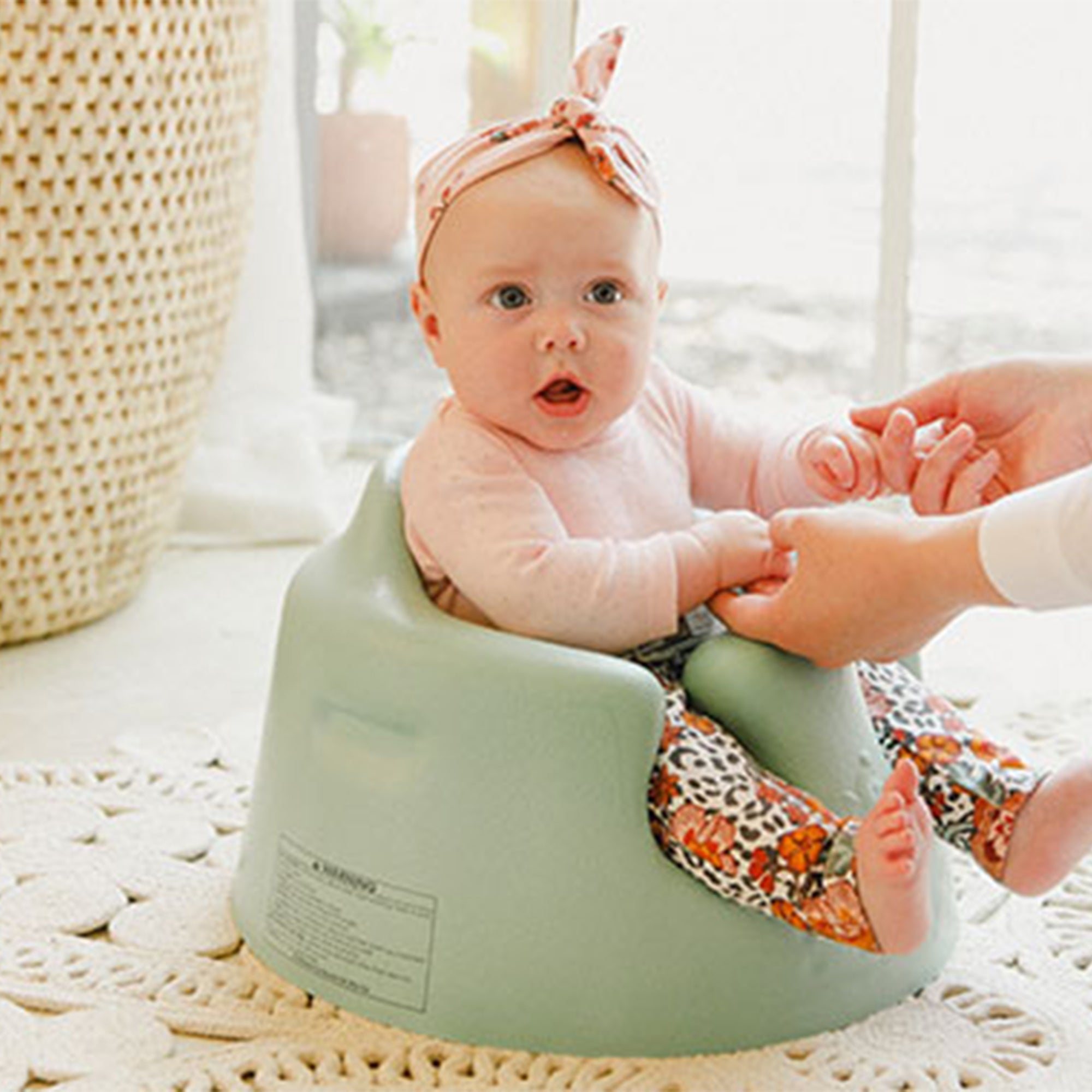 Bumbo Baby Soft Foam Wide Floor Seat w/ Adjustable Harness, 2 Pack, Hemlock