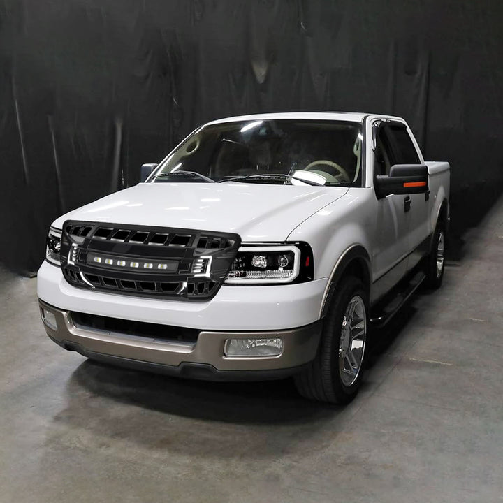 AMERICAN MODIFIED Armor Grille Compatible with 2004-08 Ford F150, Glossy Black - VMInnovations