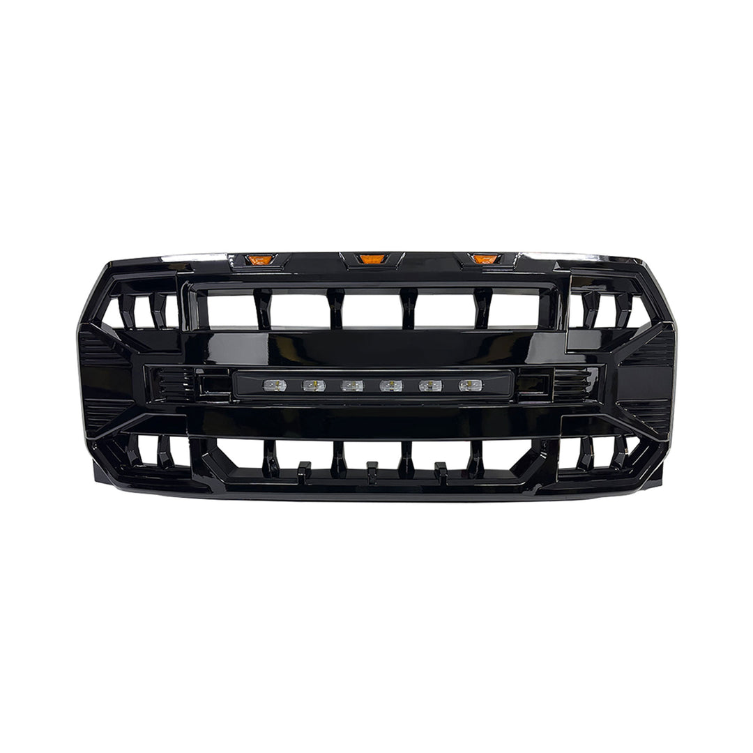 AMERICAN MODIFIED Armor Front Grille for 2015 to 2017 Ford F150, Glossy Black - VMInnovations