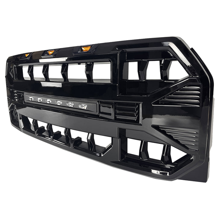 AMERICAN MODIFIED Armor Front Grille for 2015 to 2017 Ford F150, Glossy Black - VMInnovations
