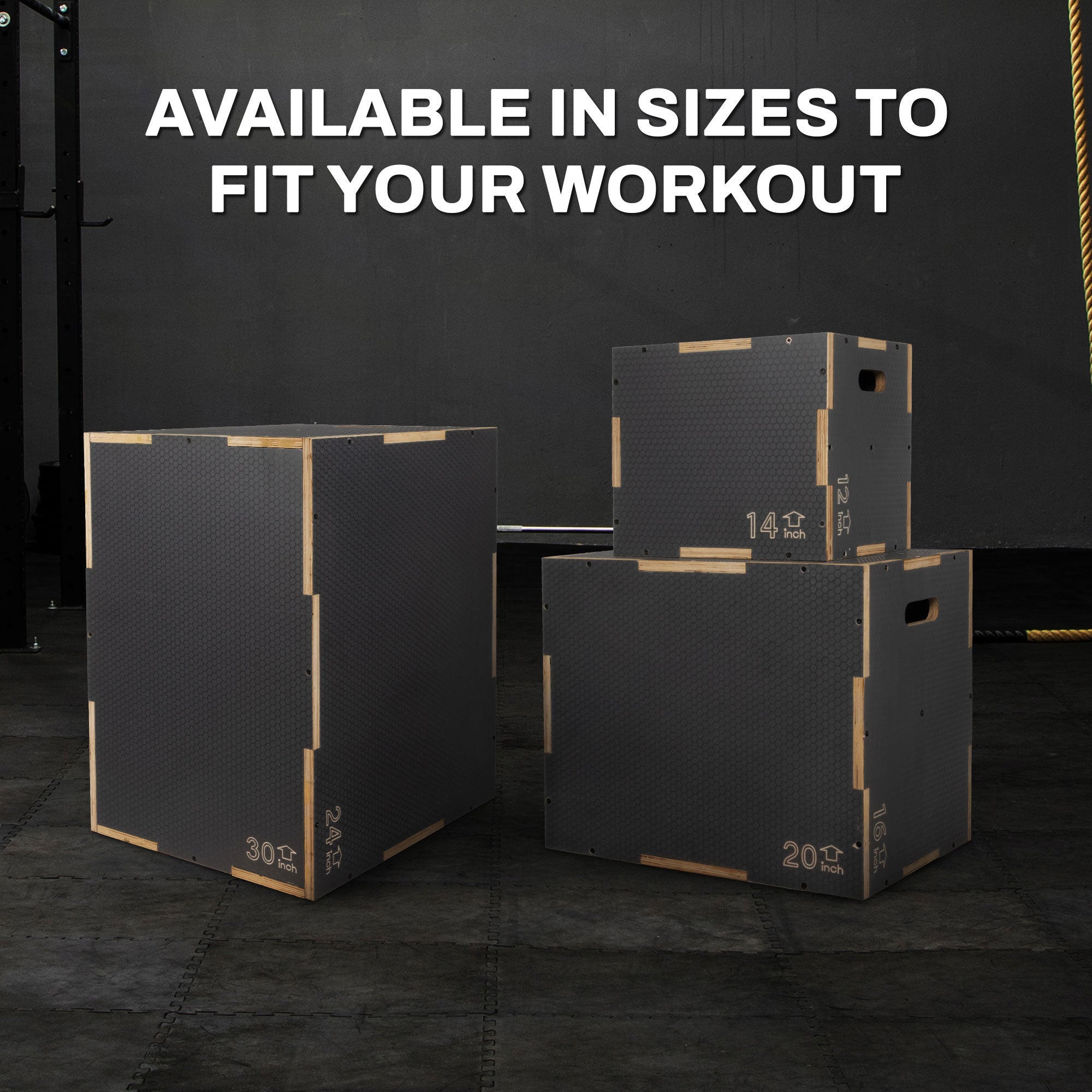 Signature 24" x 20" x 16" Wooden Plyo Box Non-Slip Jump Platform, Gray(Open Box) - VMInnovations