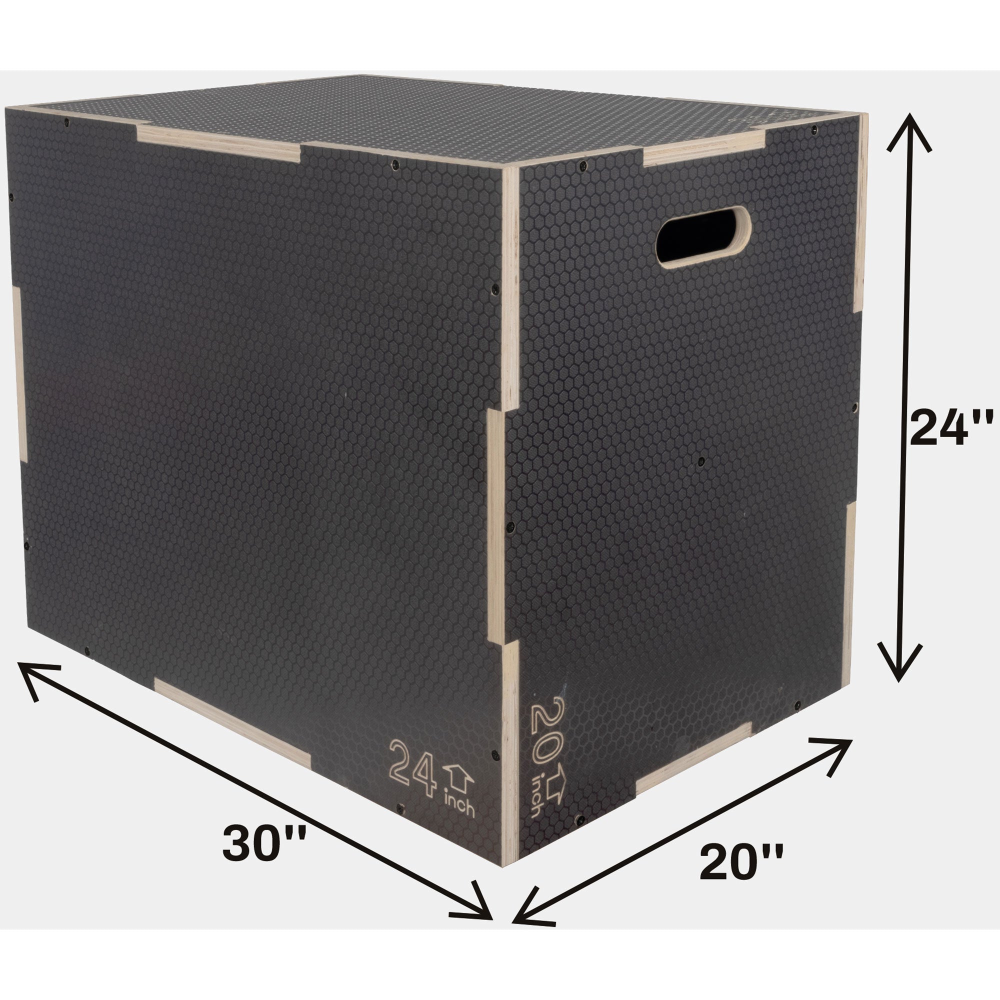 Signature Fitness 30" x 24" x 20" Wooden Plyo Box Non-Slip Platform, Gray (Used)