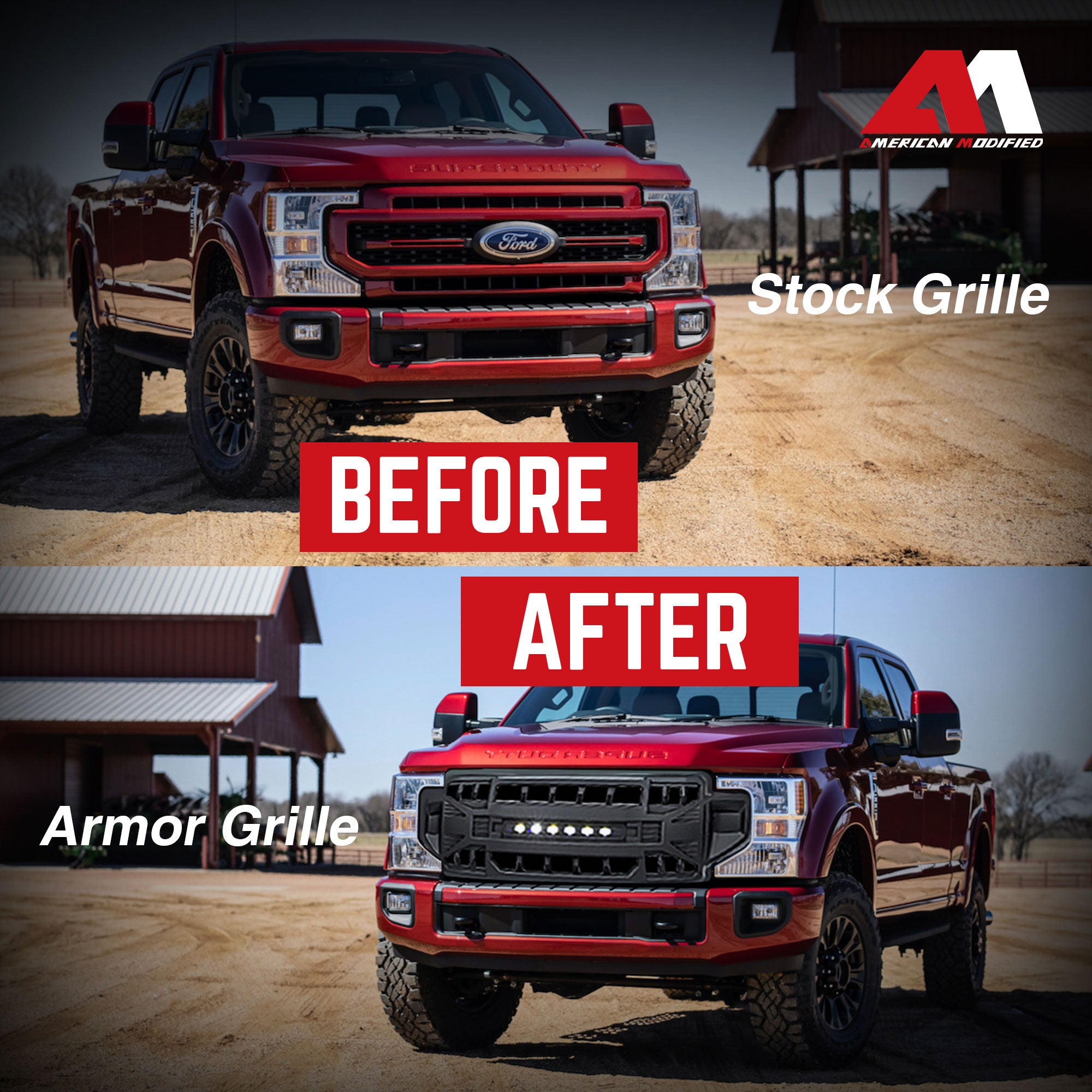 AMERICAN MODIFIED Front Grille Compatible with 2020-2022 Ford F250/F350 (Used)