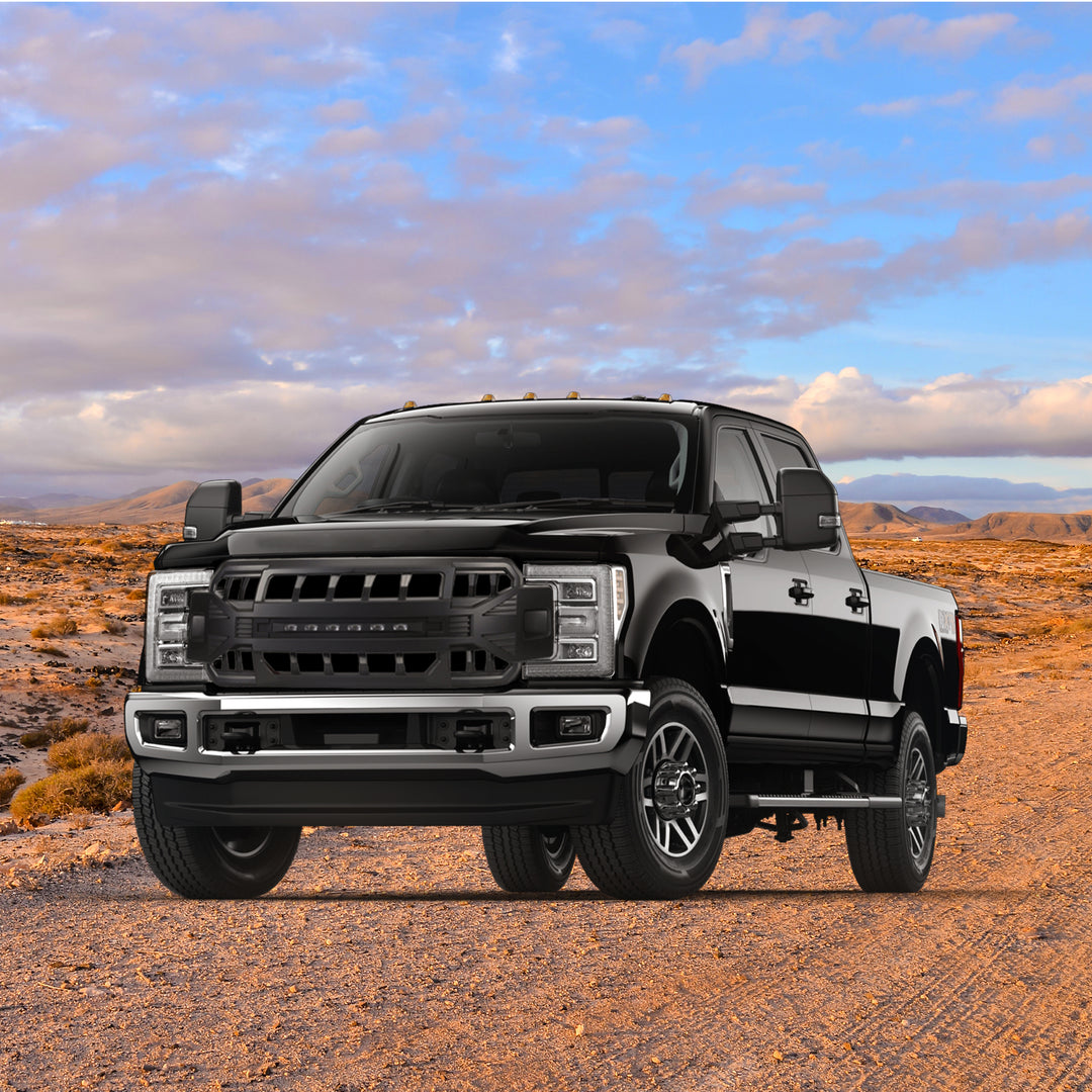 AMERICAN MODIFIED Armor Front Grille for 2017 to 2019 Ford F250/350, Matte Black - VMInnovations