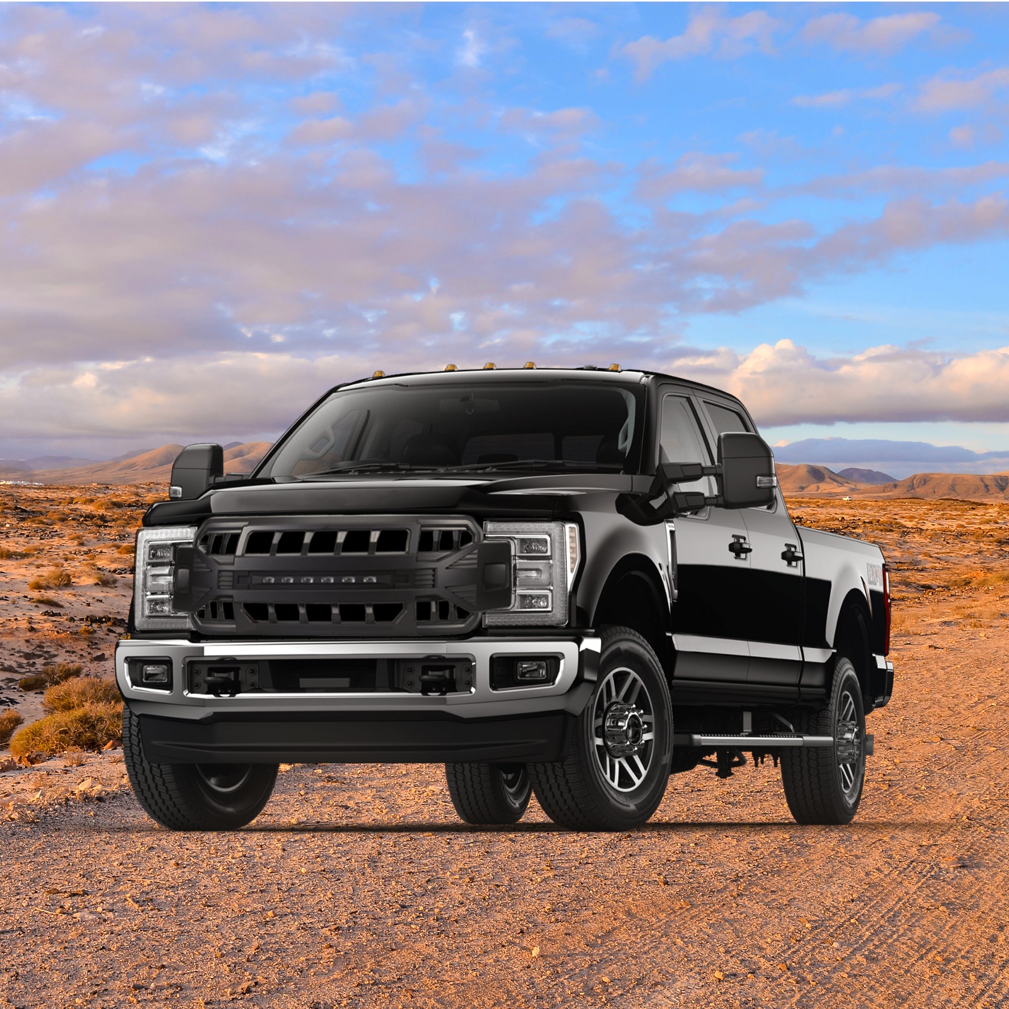 AMERICAN MODIFIED Armor Front Grille for '17-'19 Ford F250/350, Black (Open Box) - VMInnovations