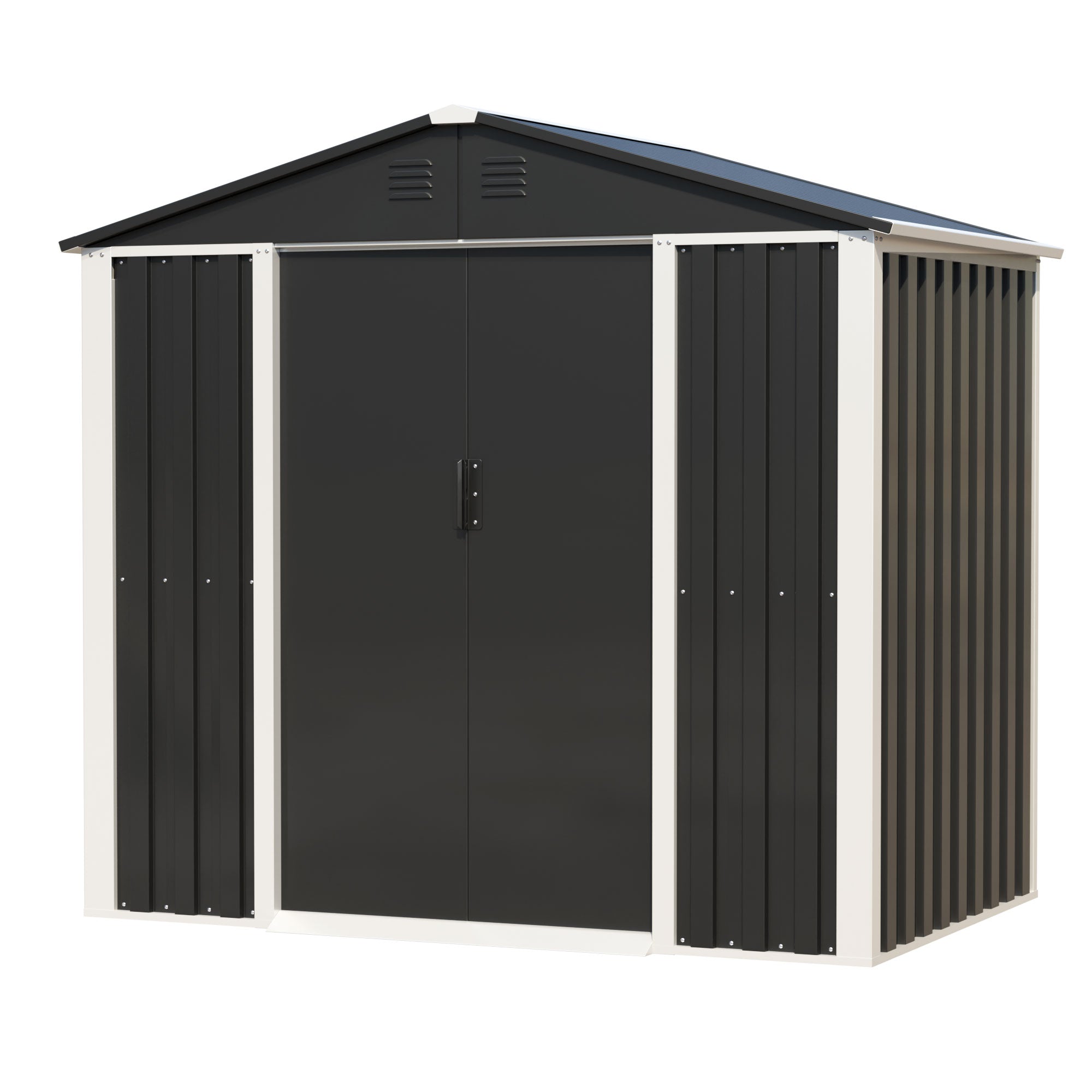 AOBABO Metal 6' x 4' Outdoor Utility Tool Storage Shed with Door and Lock, Black