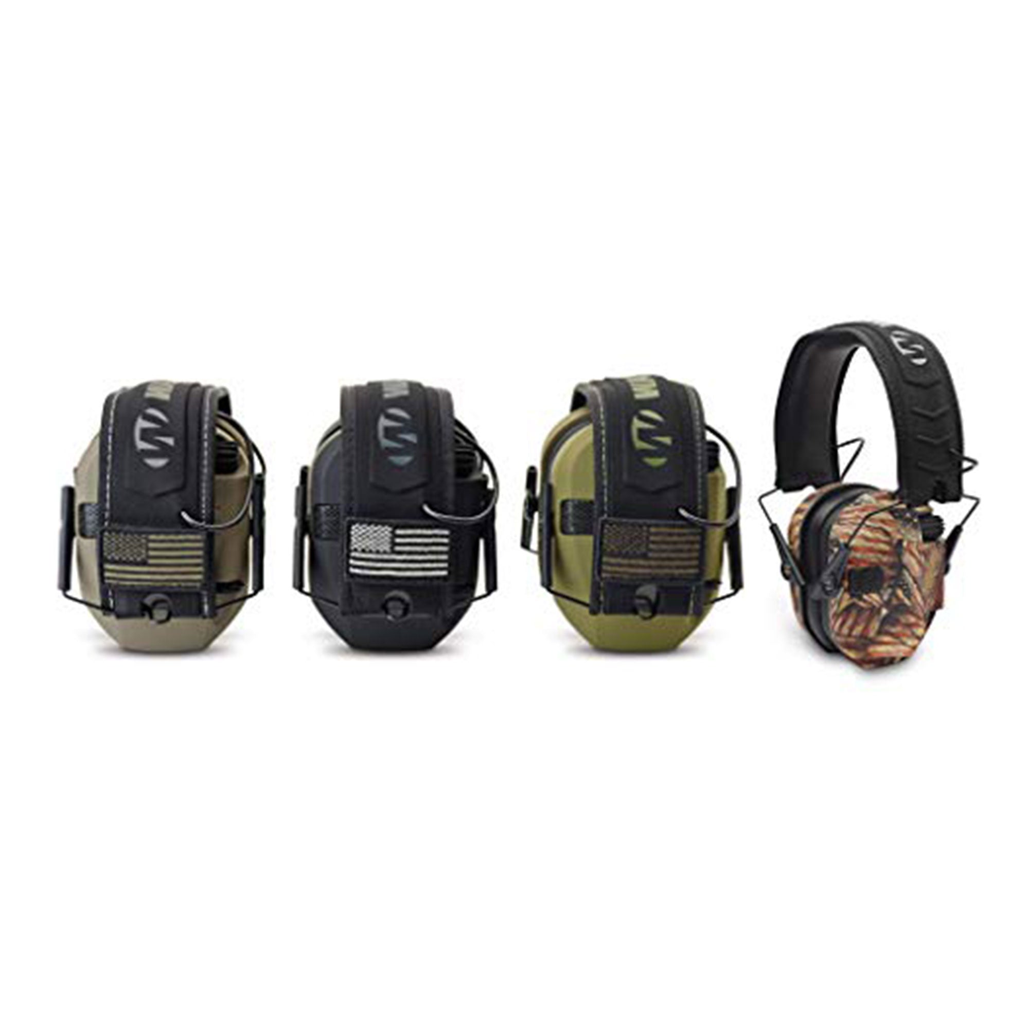 Walkers Razor Slim Shooter Hearing Protection Earmuffs, Green Patriot (4 Pack)