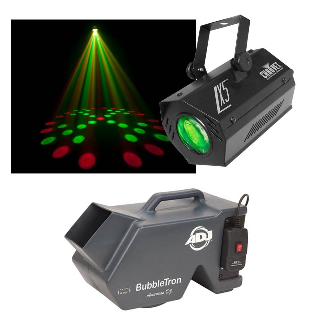 Chauvet DJ LX-5X LED Dance Moonflower Effect Light w/ ADJ Bubble-Tron Machine