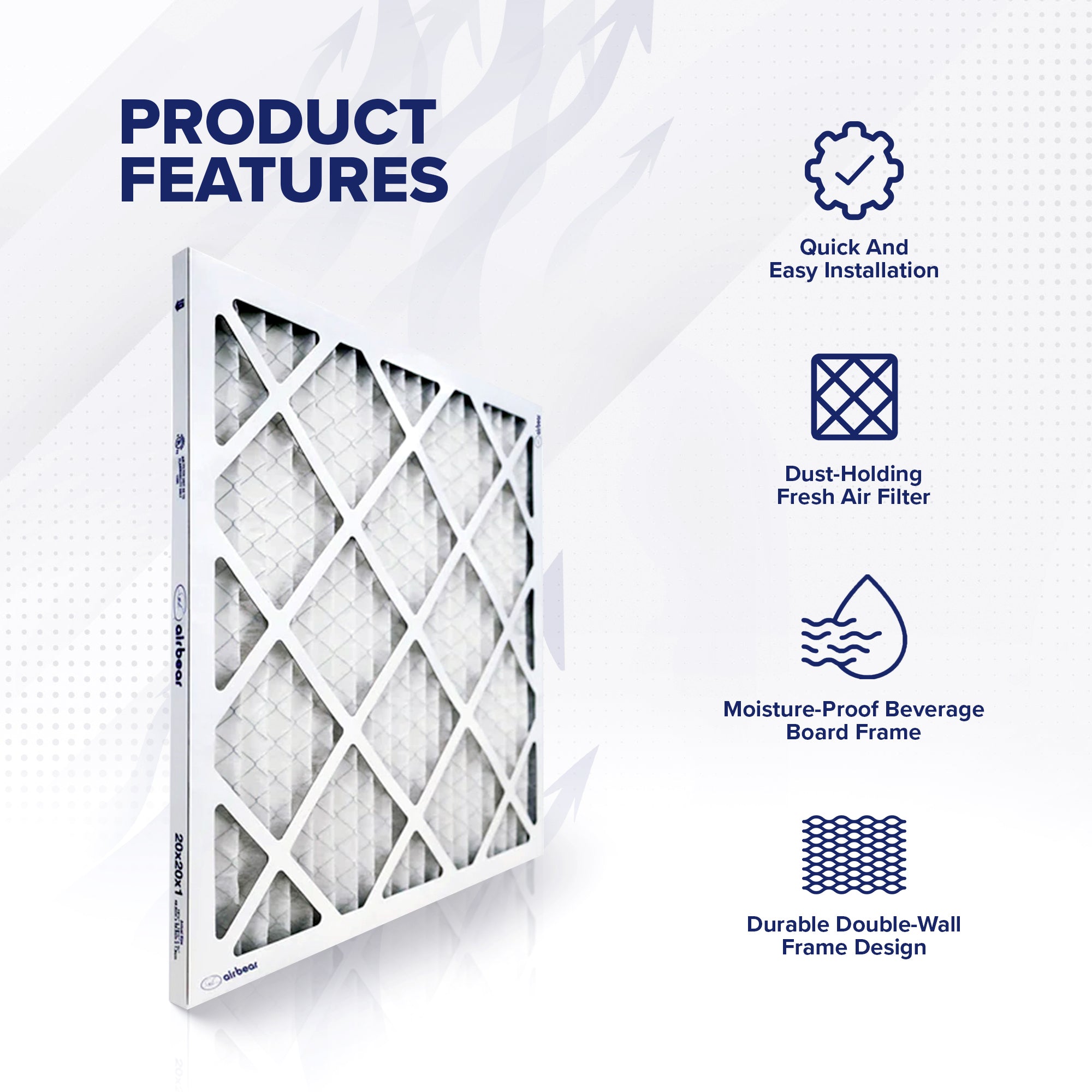 Trion 8 Air Bear 20 x 20 x 1" High Efficiency Pleated HVAC Filter, 4pk(Open Box) - VMInnovations