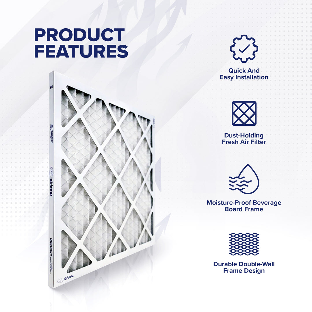 Trion MERV 13 Air Bear 20 x 20 x 1" High Efficiency Pleated HVAC Filter, 6 Pack - VMInnovations