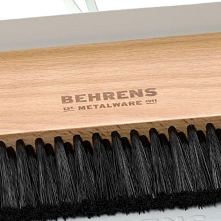 Behrens Portable Rectangular Galvanized Steel Dustpan and Brush Broom Set, White - VMInnovations