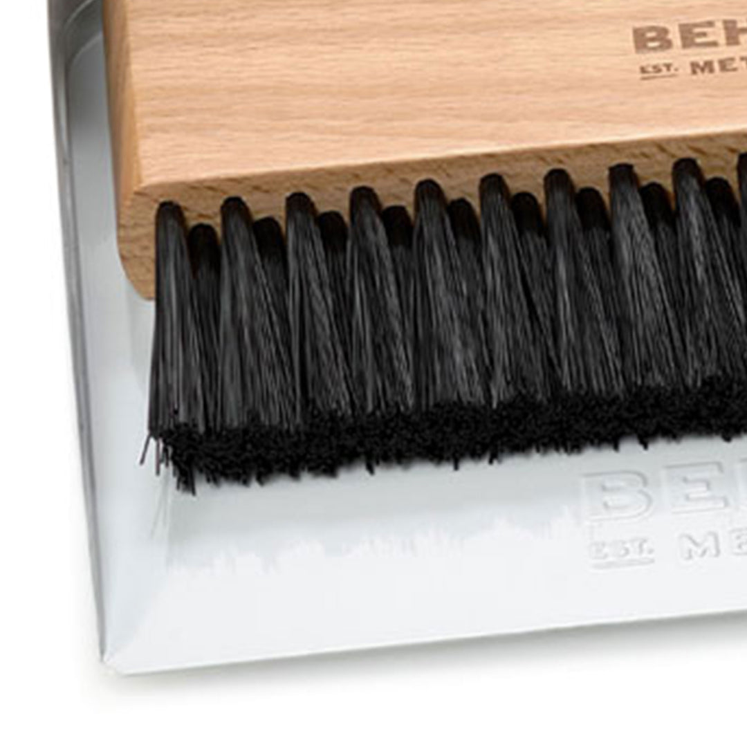 Behrens Portable Rectangular Galvanized Steel Dustpan and Brush Broom Set, White - VMInnovations
