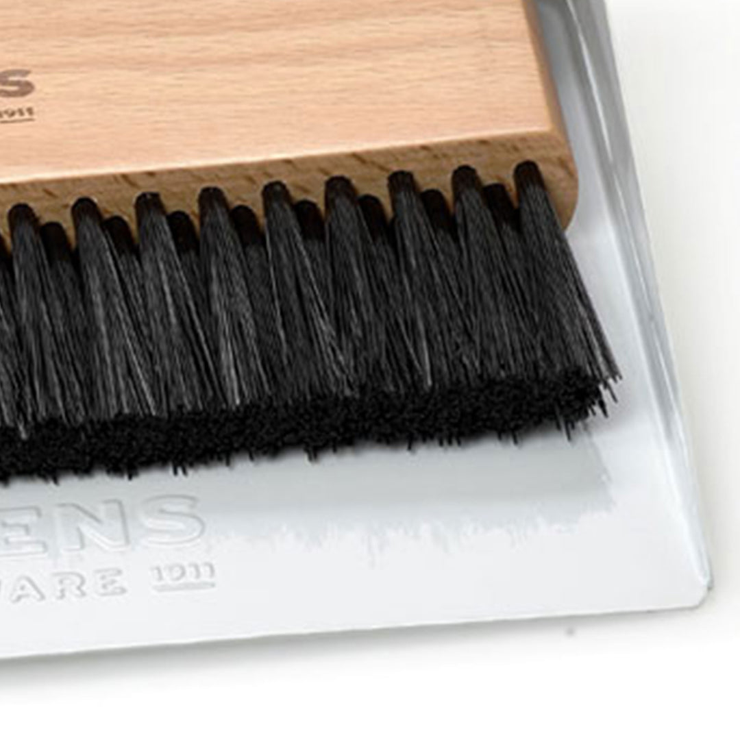 Behrens Portable Rectangular Galvanized Steel Dustpan and Brush Broom Set, White - VMInnovations