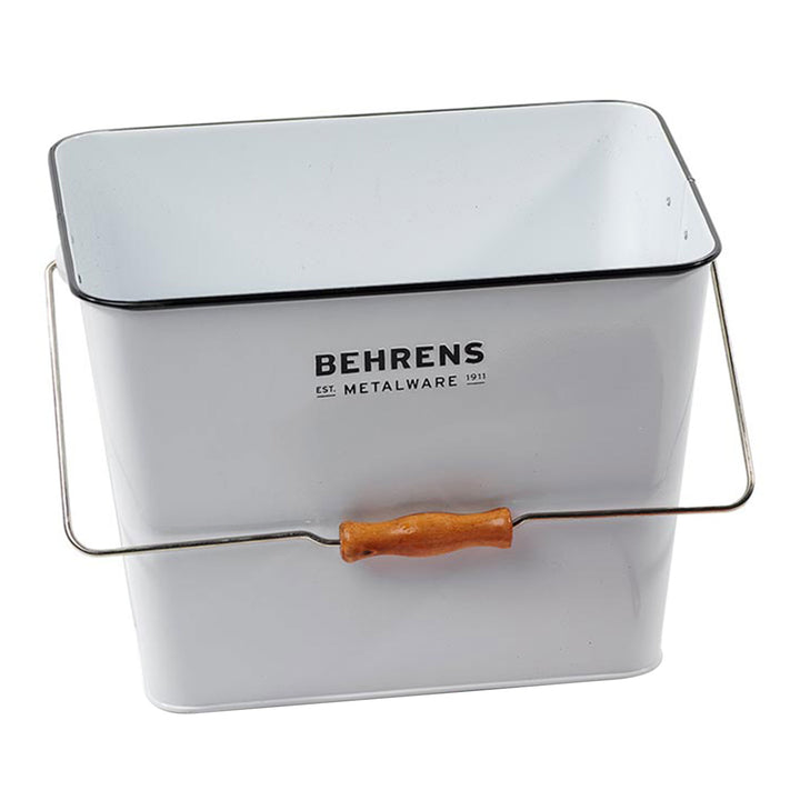 Behrens 3.25 Gal Rectangular Galvanized Steel Cleaning Pail with Handle, White - VMInnovations