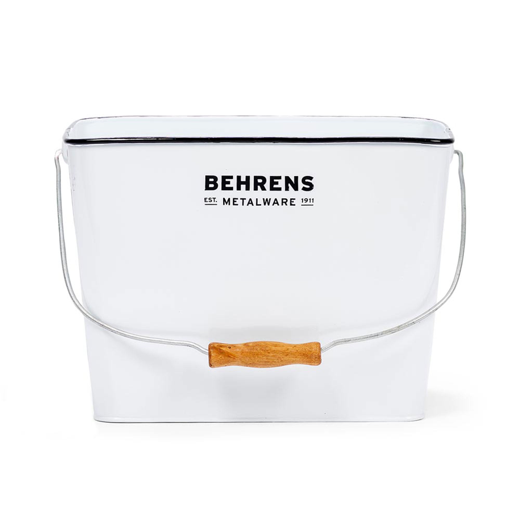 Behrens 3.25 Gal Rectangular Galvanized Steel Cleaning Pail with Handle, White - VMInnovations