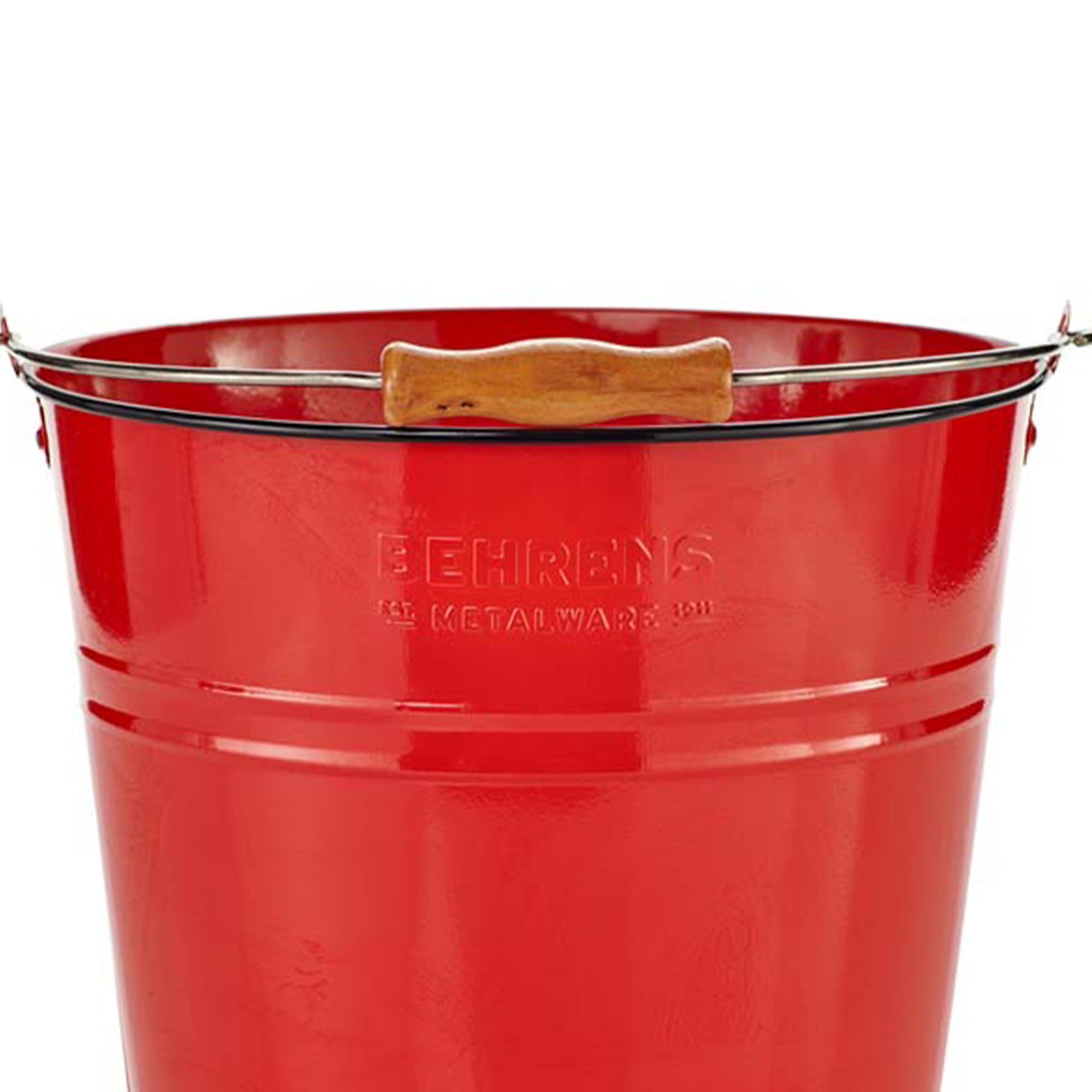 Behrens 2.75 Gallon Round Galvanized Steel Cleaning Pail with Wood Handle, Red - VMInnovations
