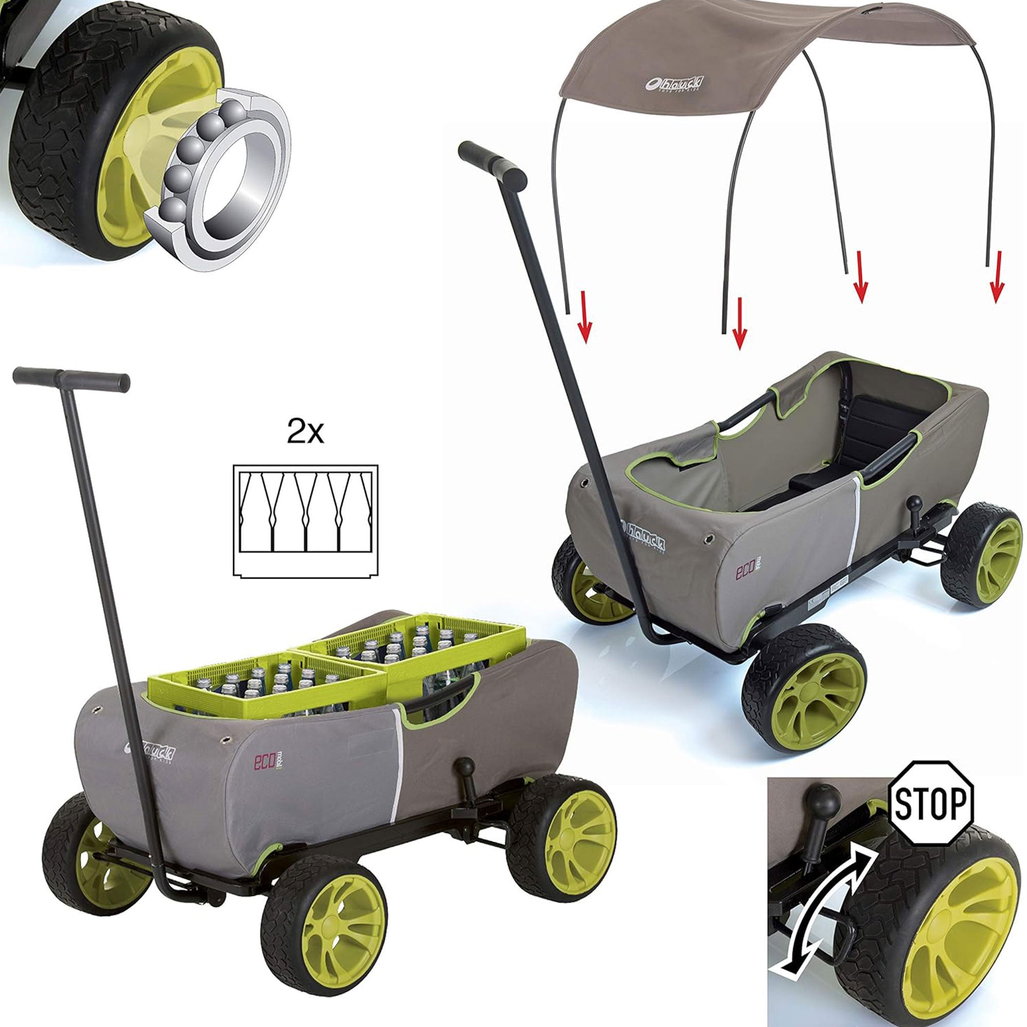hauck Eco Wagon W/Multipurpose Hand Pulled Utility & Easy Fold Feature(Open Box)