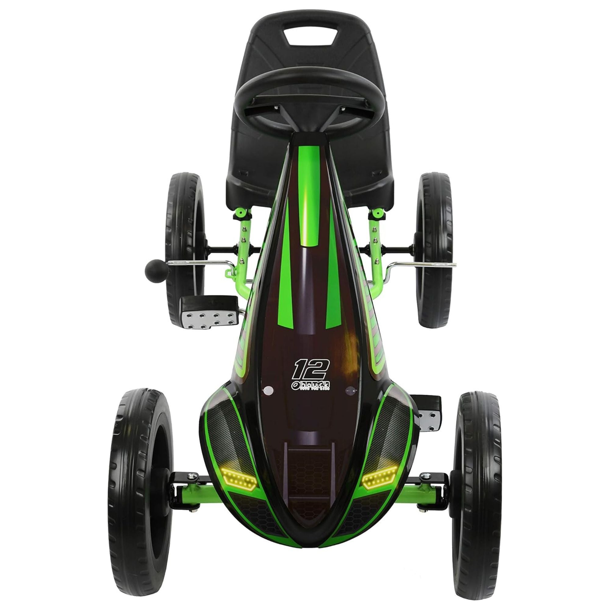 hauck Cyclone Junior Racing Go Kart, 12” Rims and Race Style Pedals, Lime Green - VMInnovations