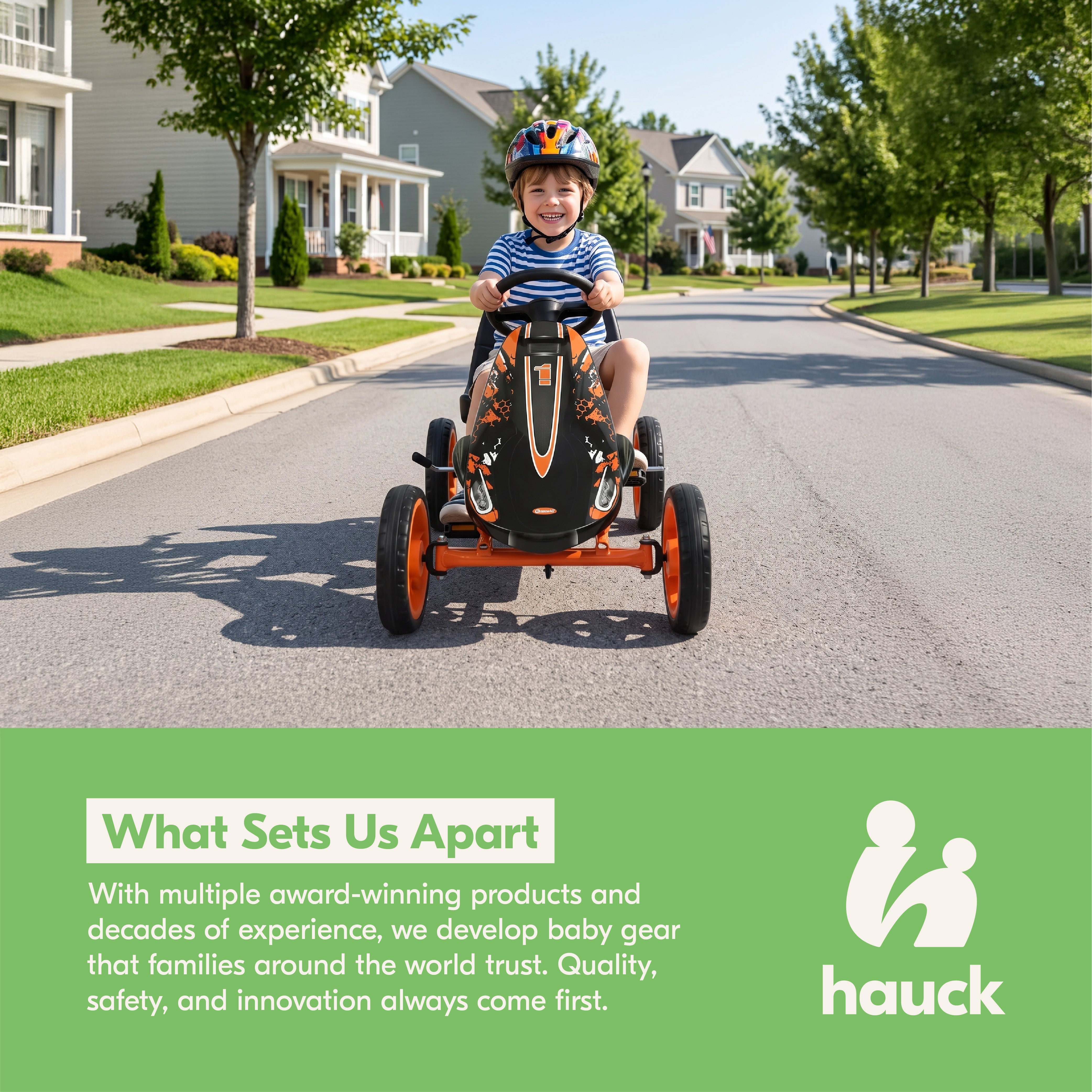 hauck Speedster Pedal Car w/ 3 Way Adjustable Bucket Seat & Steel Frame, Orange - VMInnovations