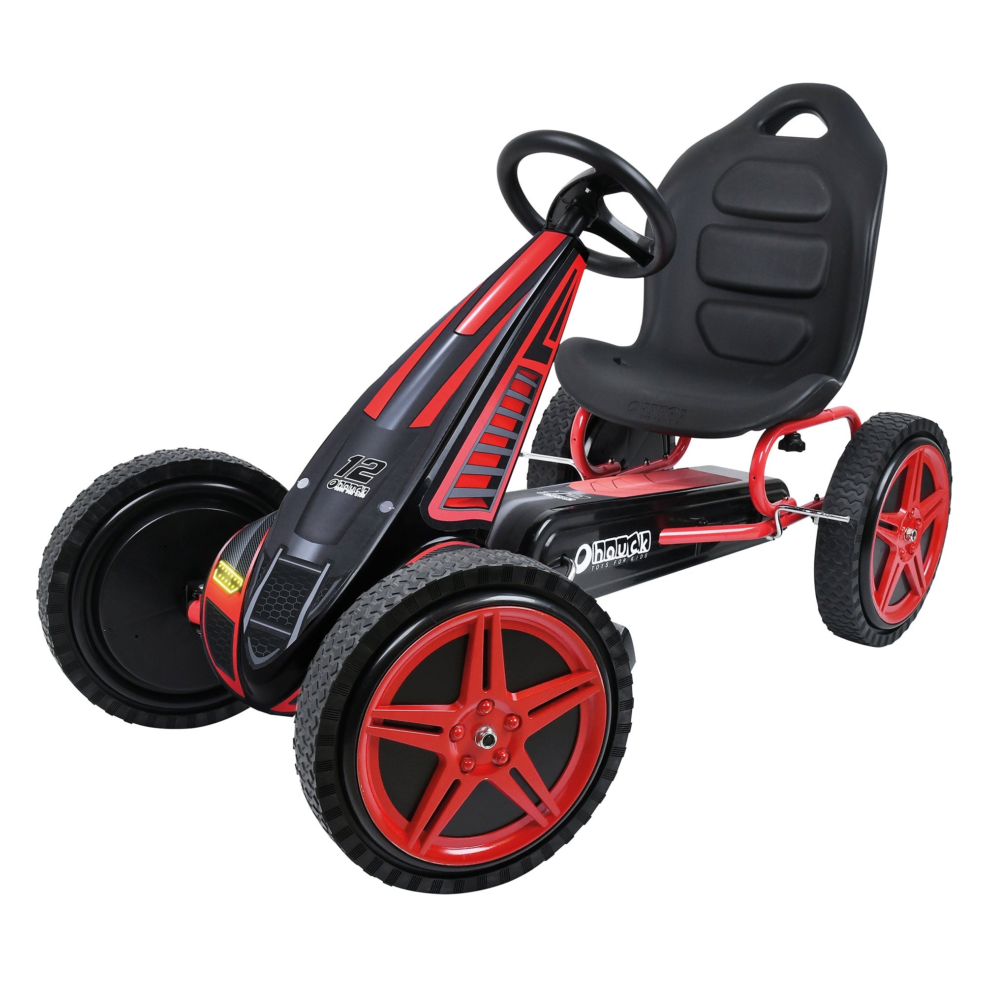 hauck Racing Go Kart w/Low Profile Rubber Tires, Handbrake Design, Red(Open Box) - VMInnovations