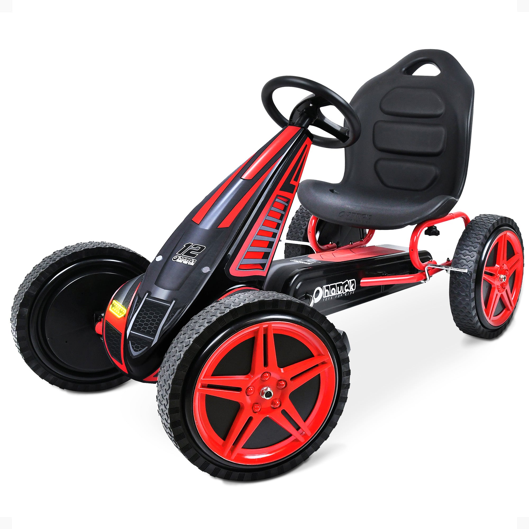 hauck Racing Go Kart w/Low Profile Rubber Tires, Handbrake Design, Red(Open Box) - VMInnovations
