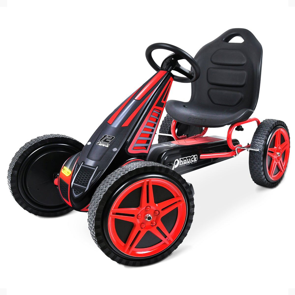 hauck Hurricane Racing Go Kart w/Low Profile Rubber Tires, Handbrake Design, Red