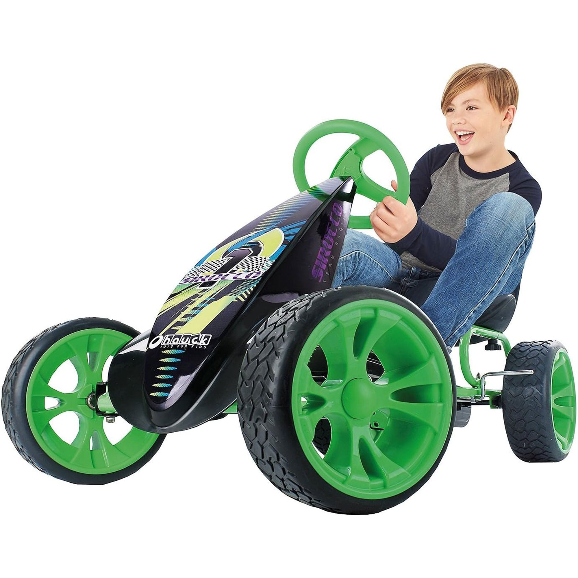hauck Sirocco Racing Clutch Free Go Kart with Low Profile Rubber Tires, Green - VMInnovations