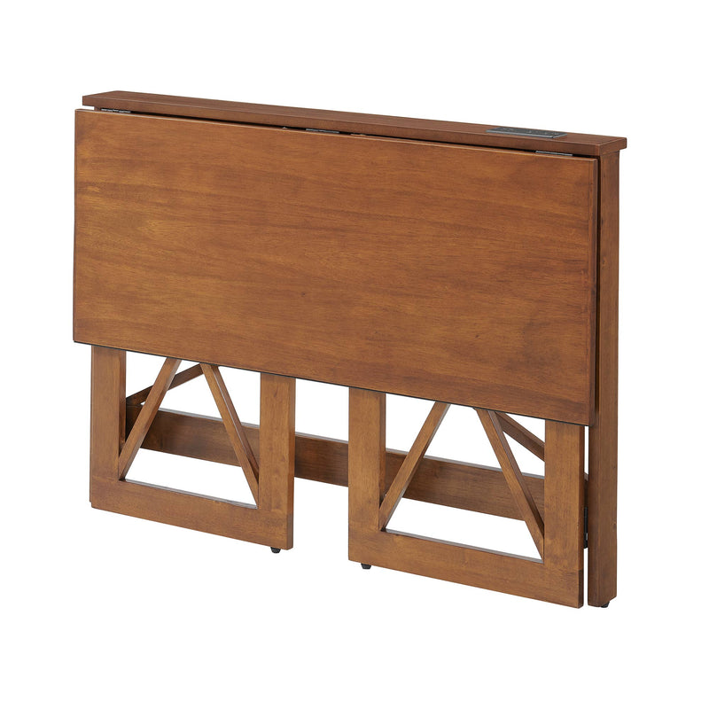 MECO Stakmore Stylish Versatile Folding Desk with Built In Outlets, Fruitwood
