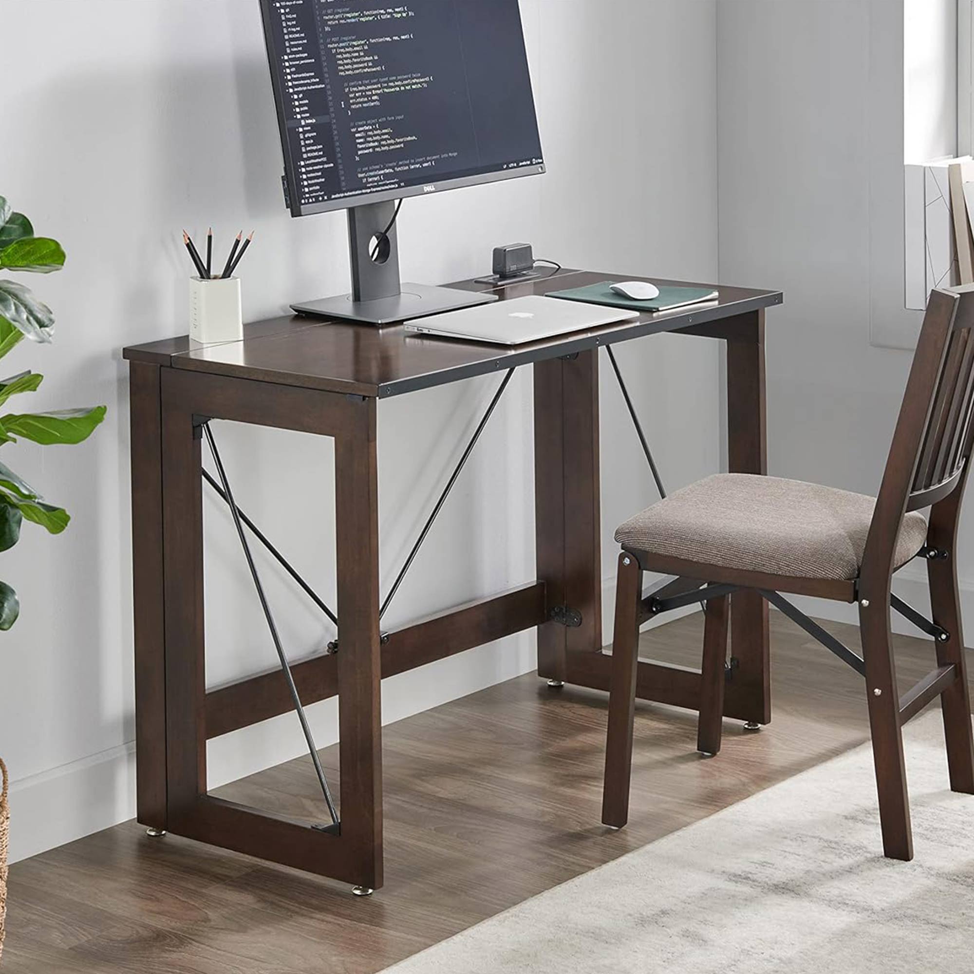 MECO Stakmore Stylish Versatile Folding Desk with Built In Outlets (Open Box) - VMInnovations