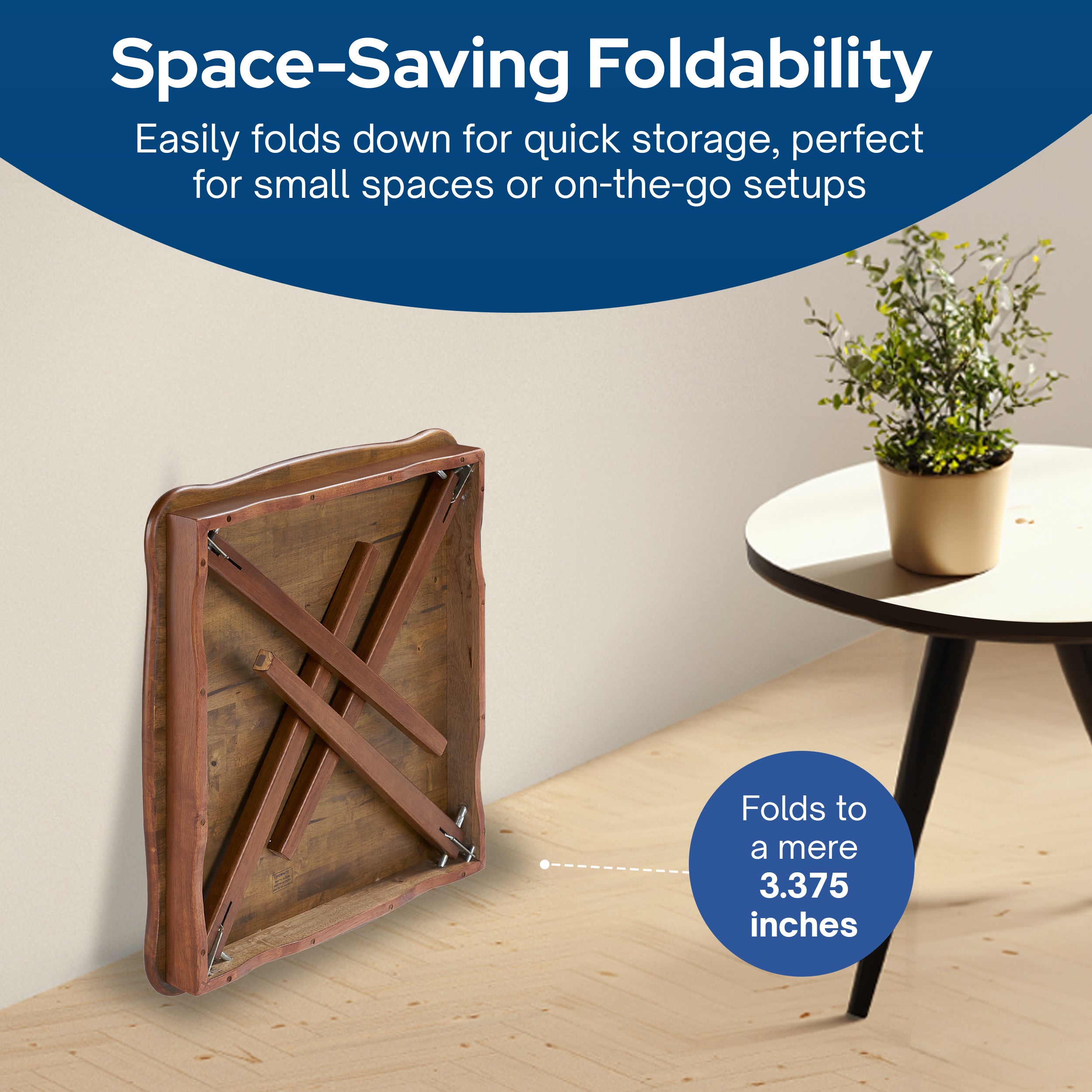 MECO Stakmore Scalloped Edge Compact Traditional Folding Card Table (Open Box)