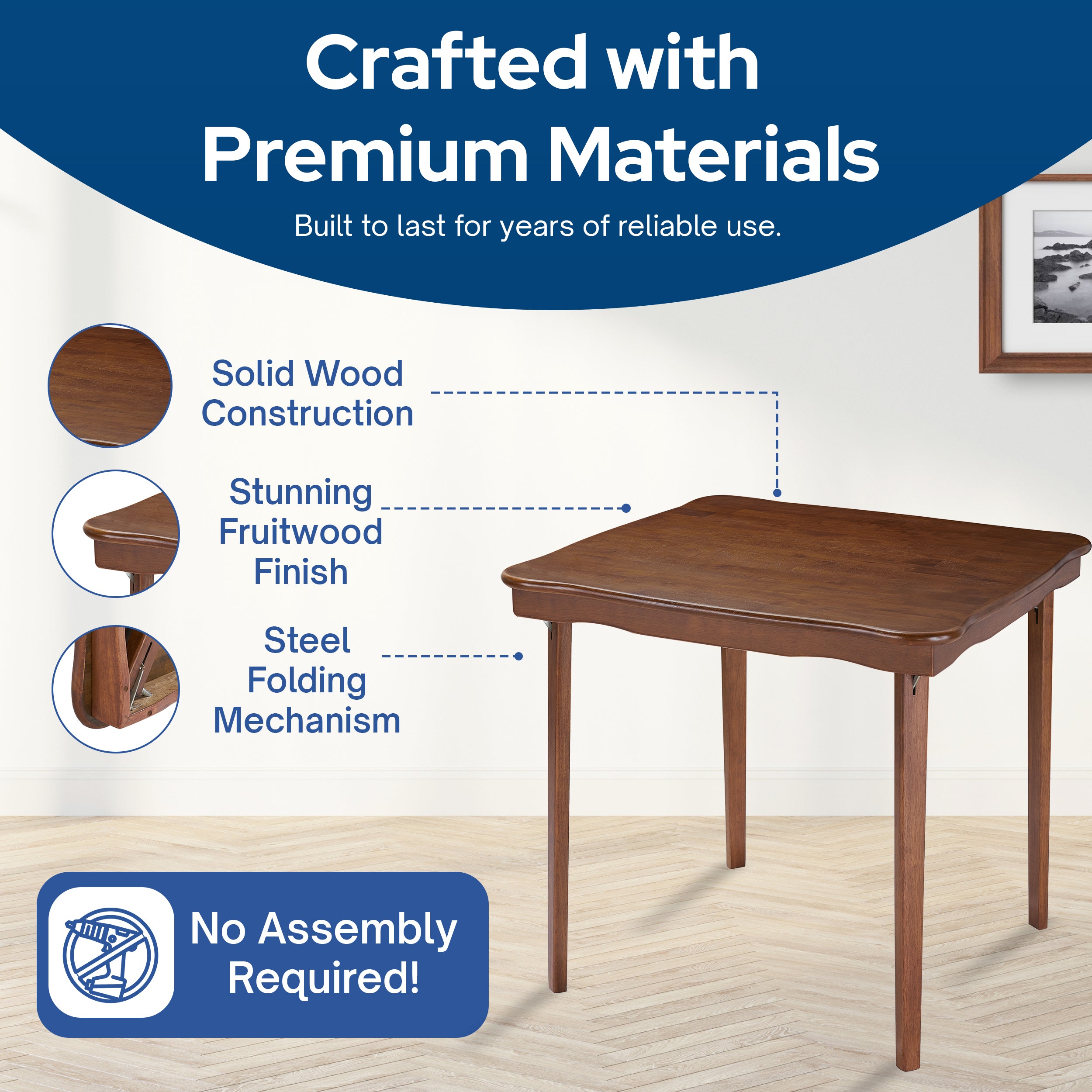 MECO Stakmore Scalloped Edge Compact Traditional Folding Card Table (Used) - VMInnovations
